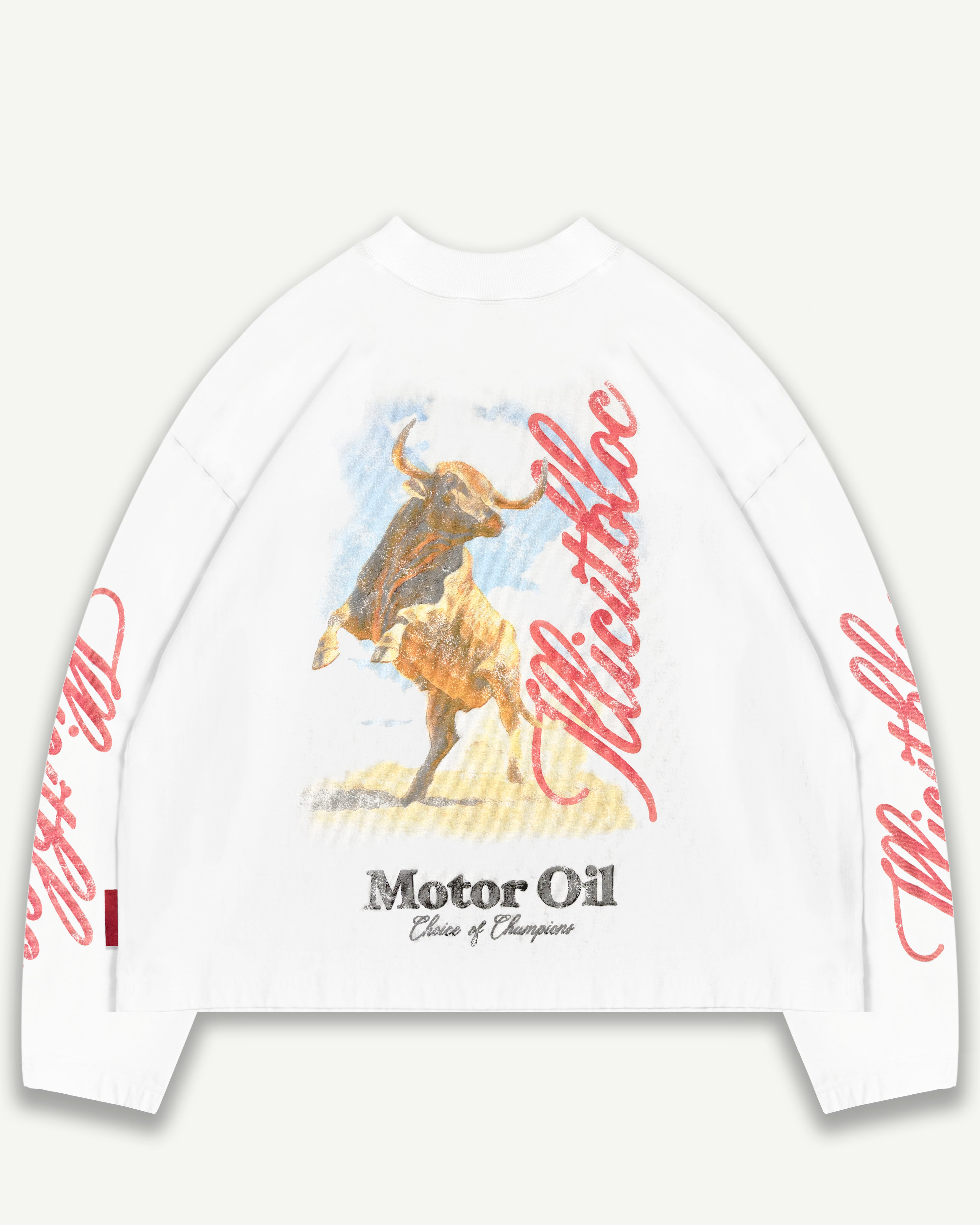 Bull Mascot Long Sleeve T-shirt - White