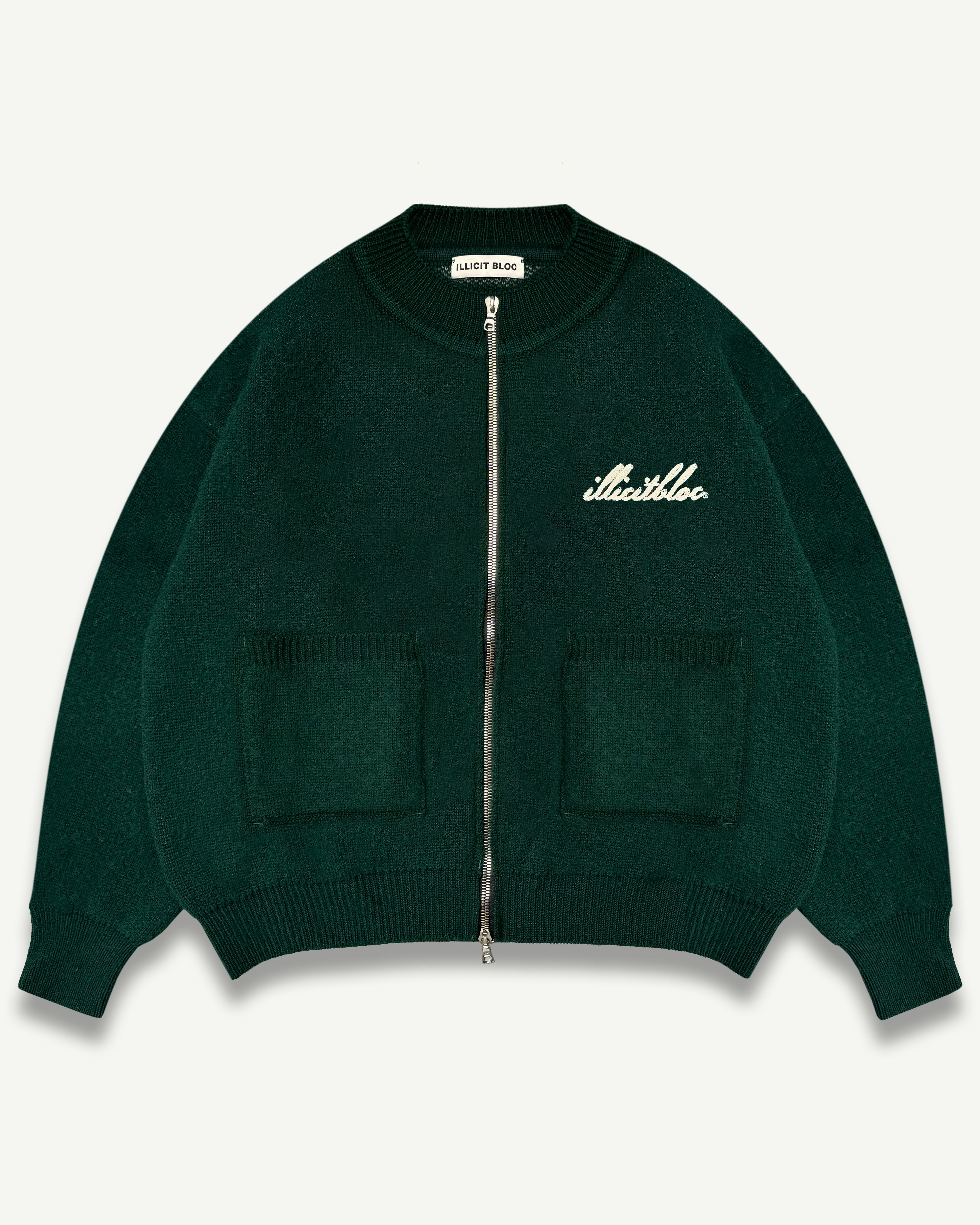Chainstitch Knit Bomber - Tartan Green