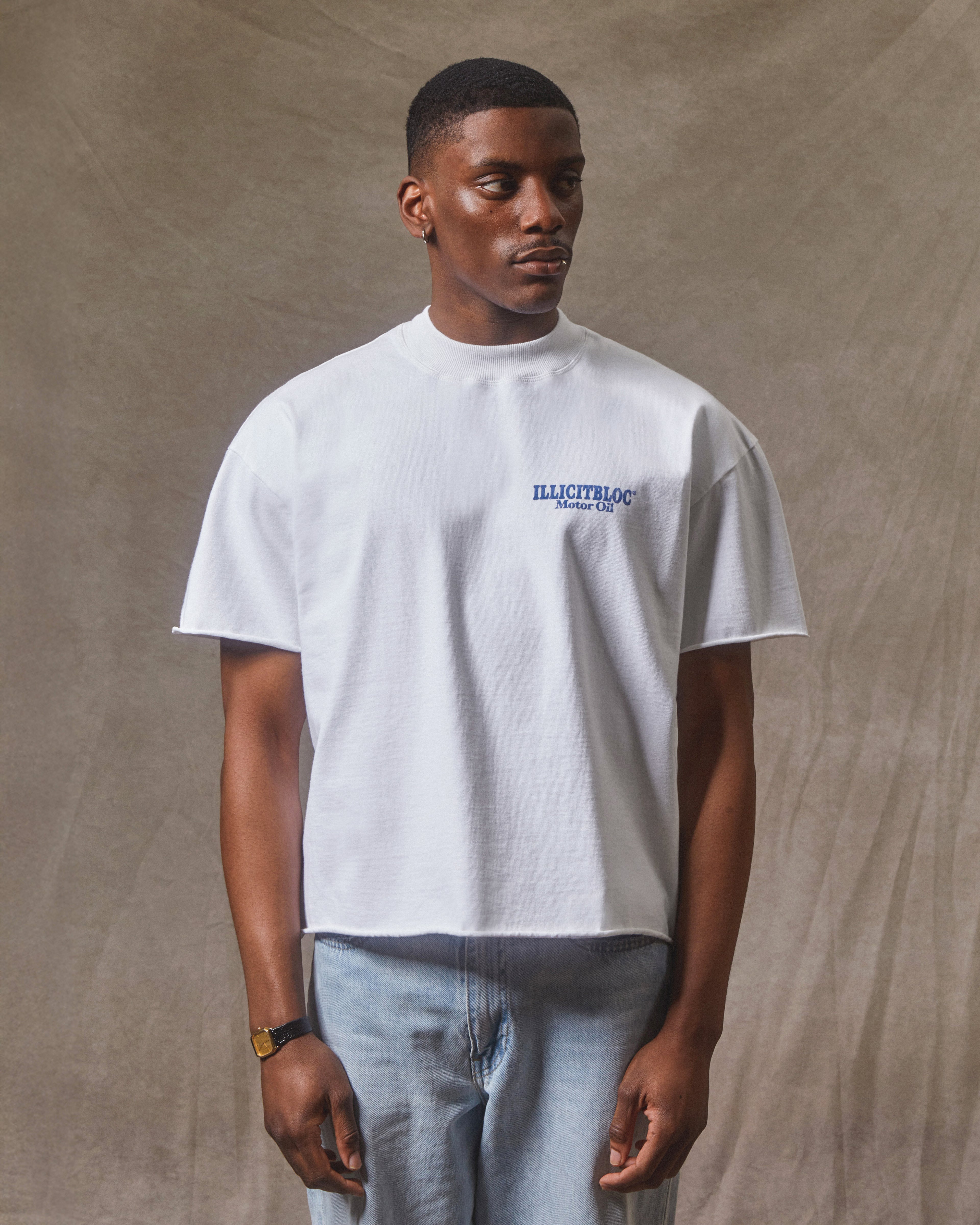 Oil Can Raw Hem T-shirt - White