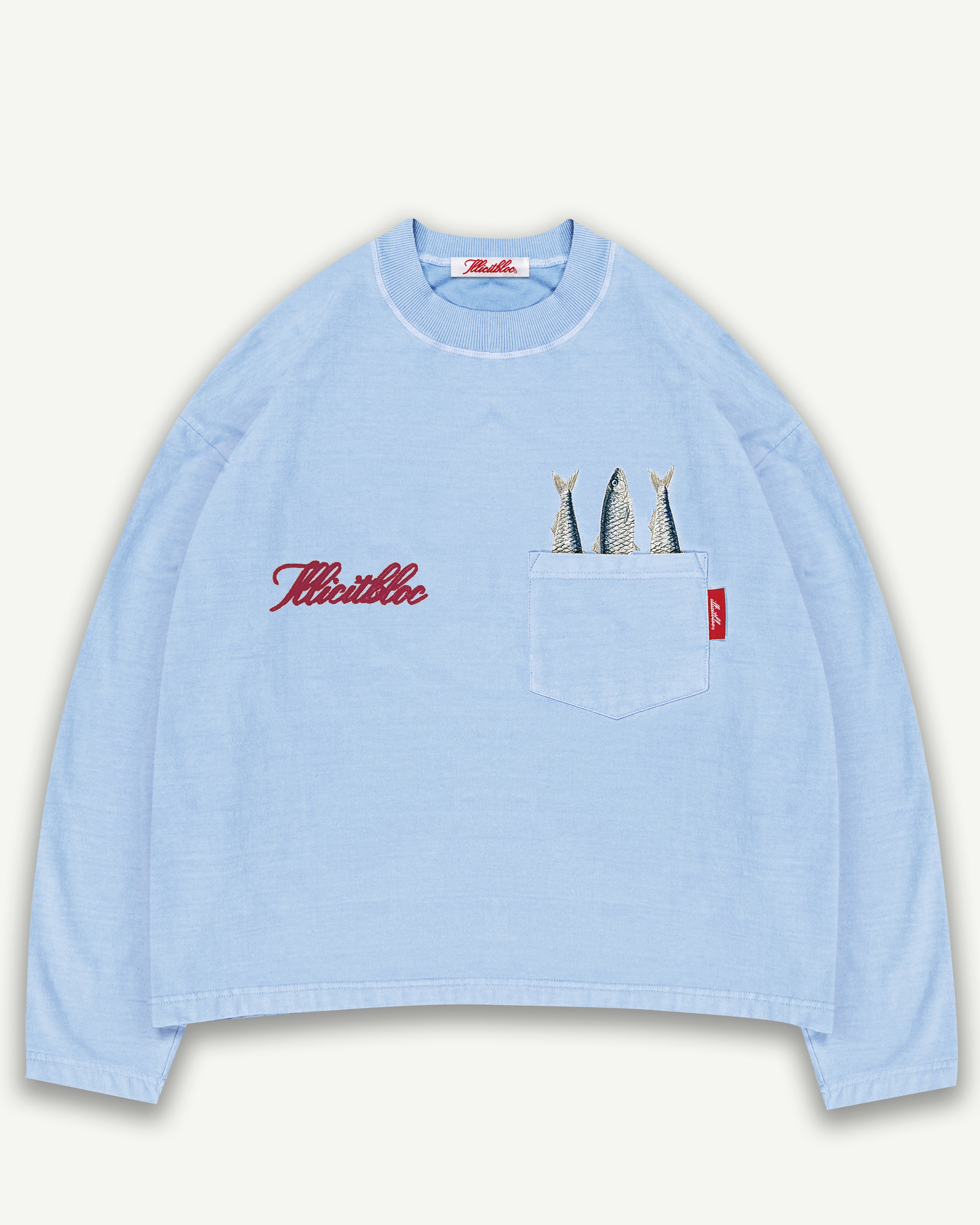 Sardine Pocket Long Sleeve T-shirt - Powder Blue