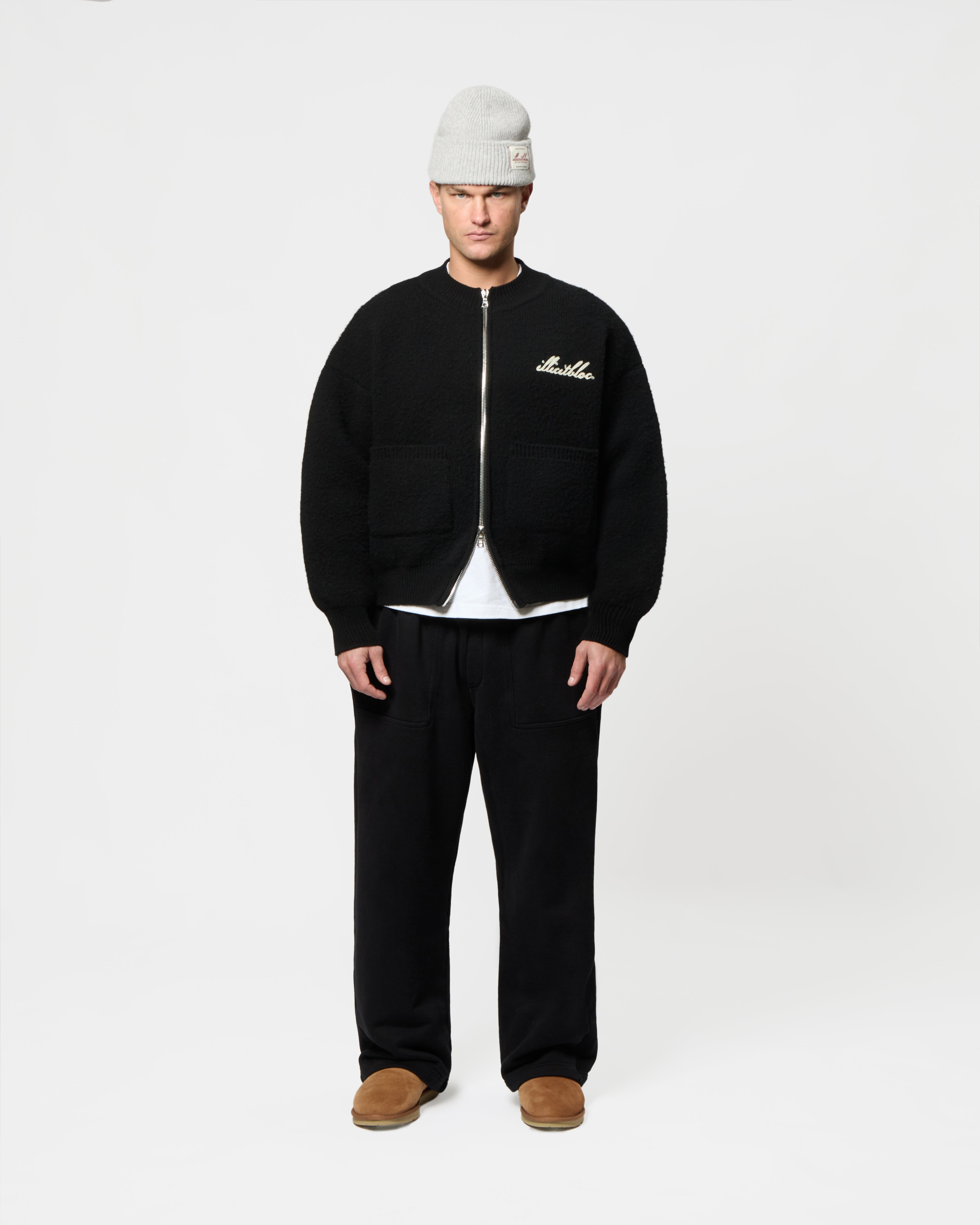 Chainstitch Knit Bomber - Black
