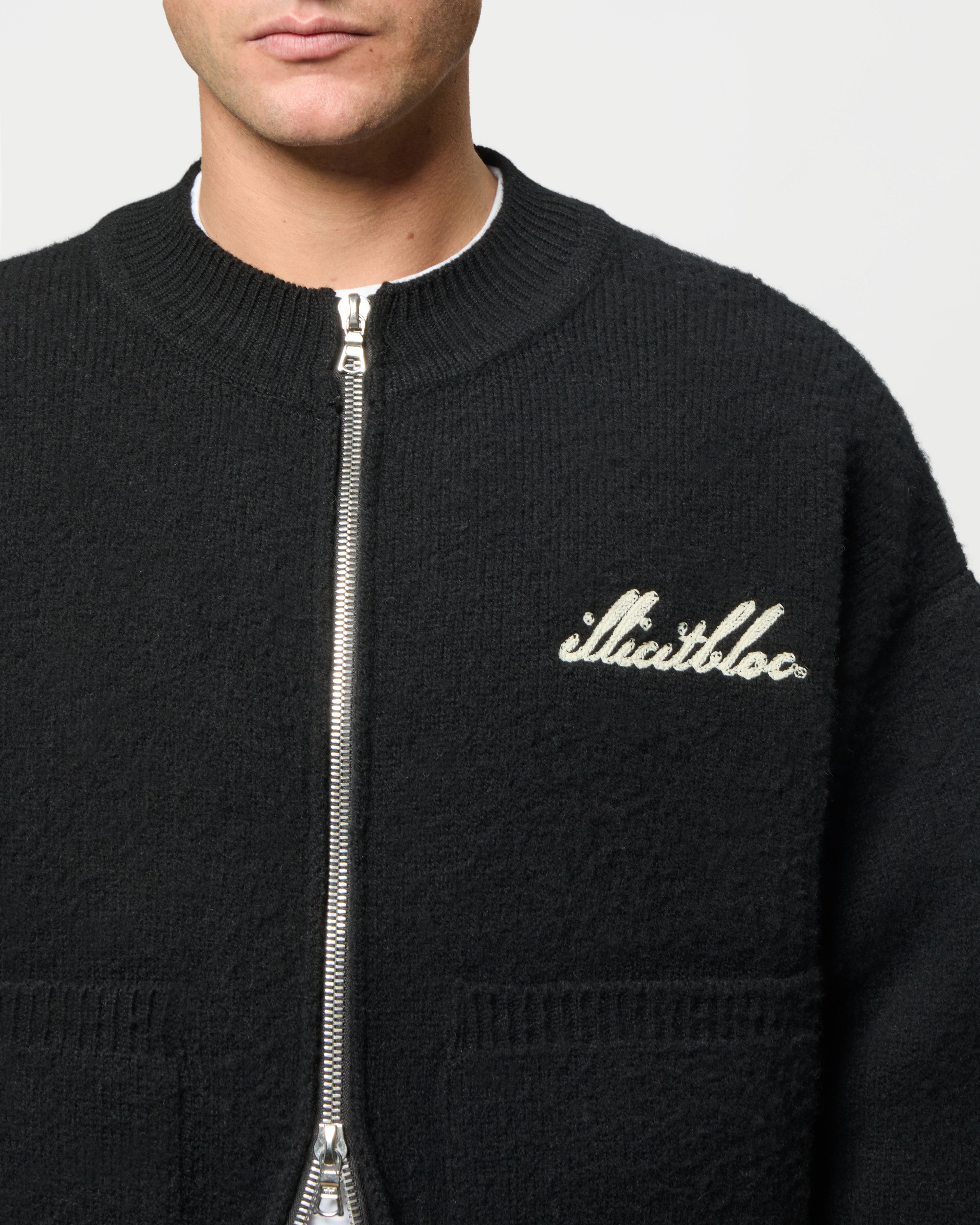 Chainstitch Knit Bomber - Black