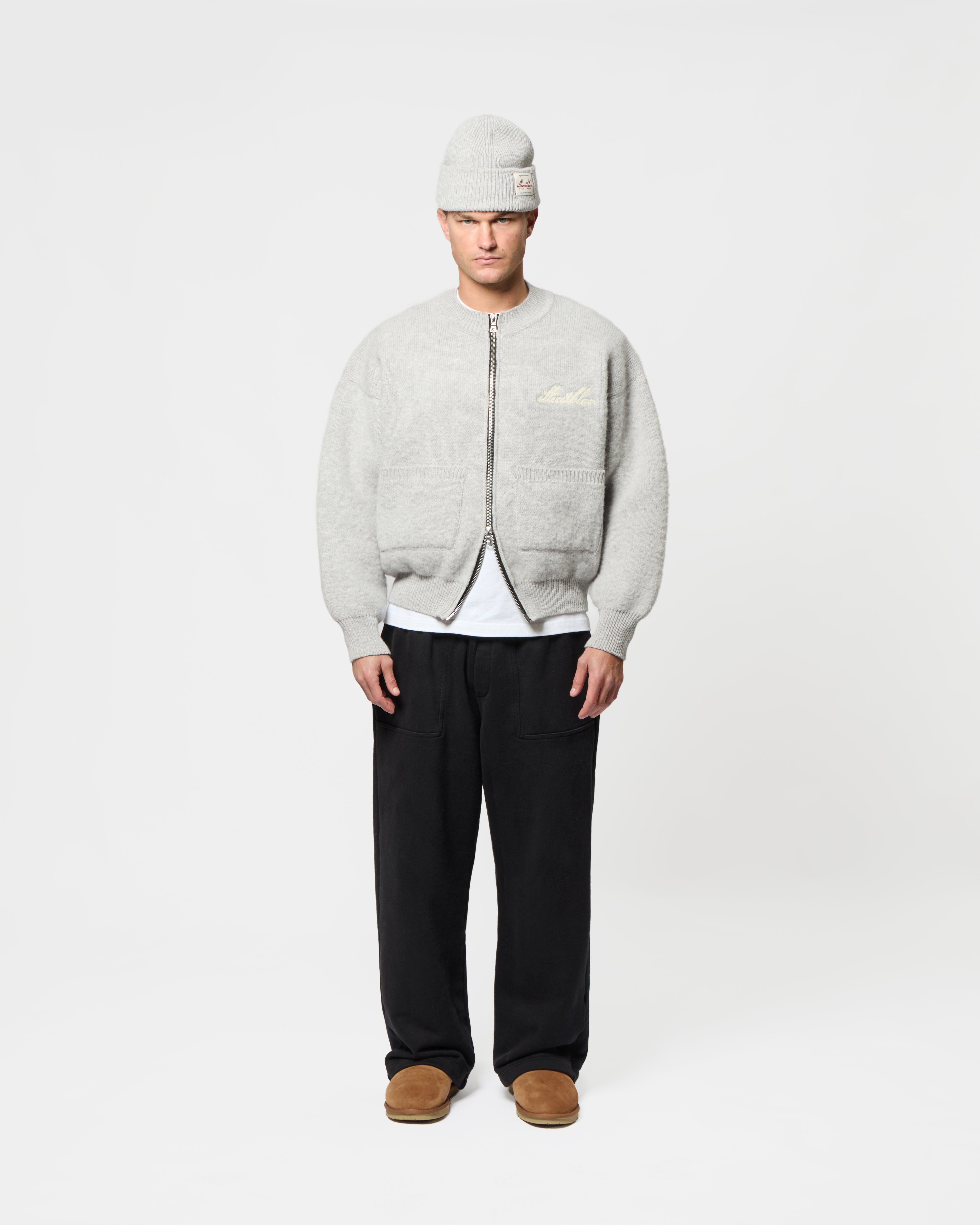 Chainstitch Knit Bomber - Grey