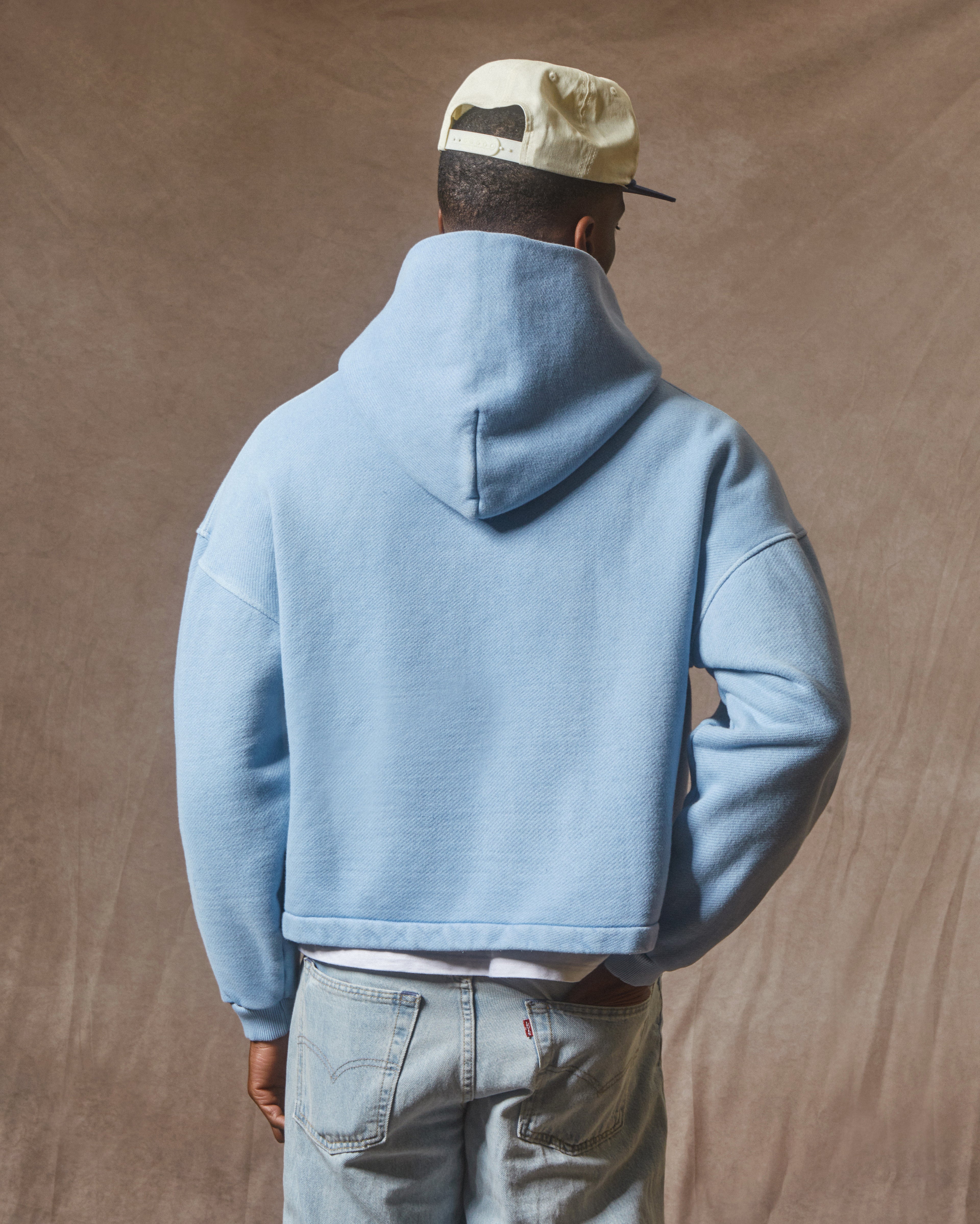 Patchwork Zip Hoodie - Powder Blue