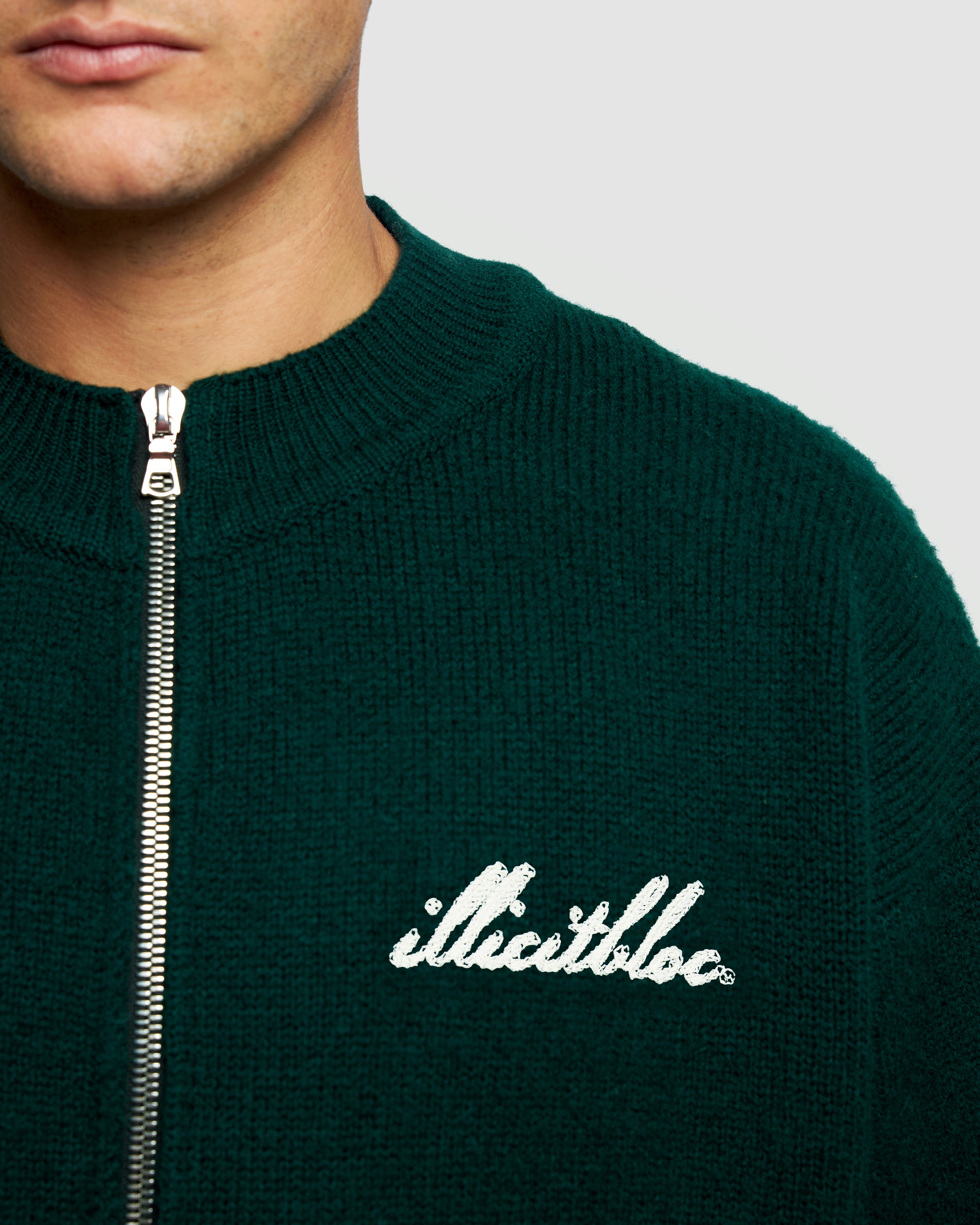 Chainstitch Knit Bomber - Tartan Green