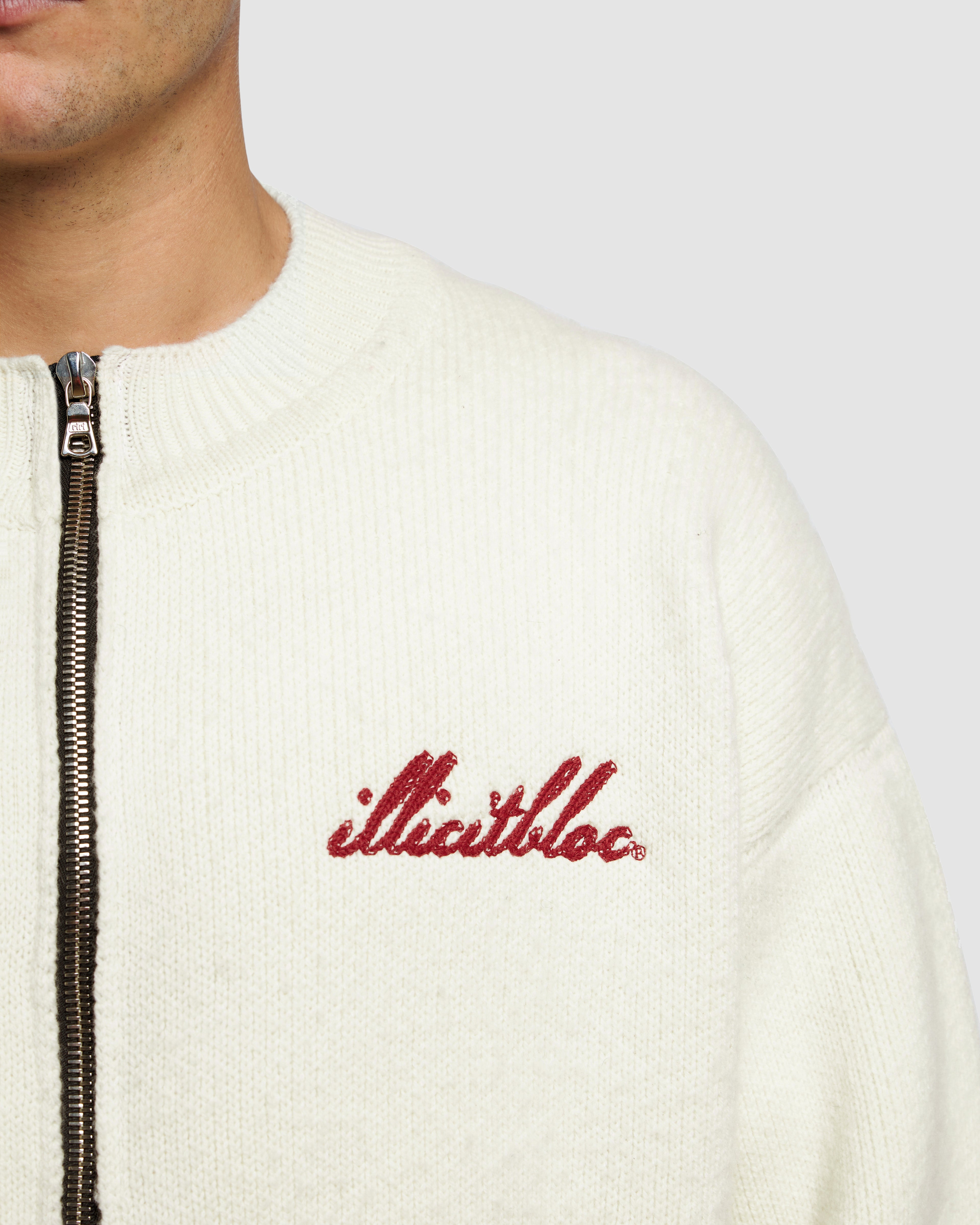 Chainstitch Knit Bomber - Oyster