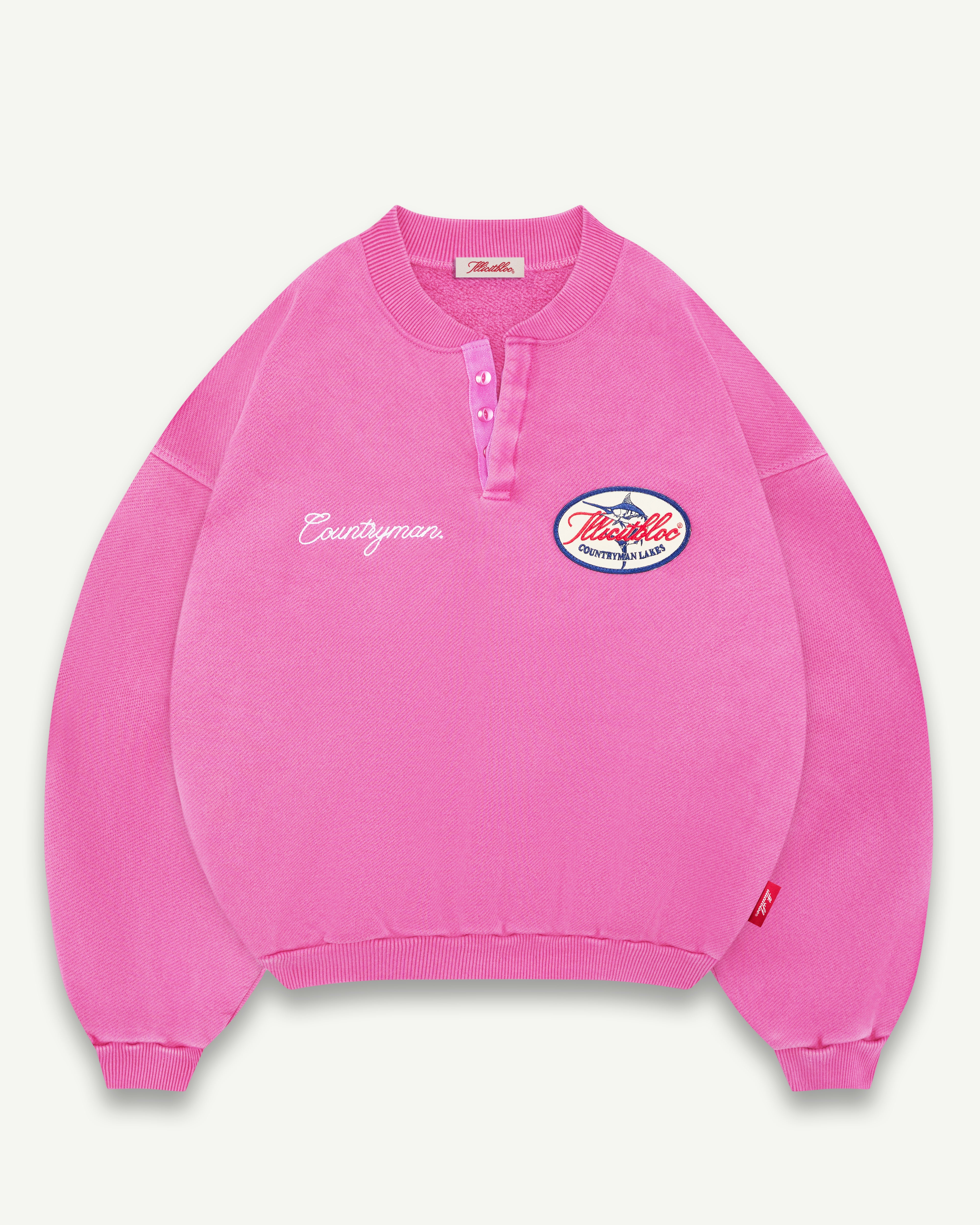 LAKES CREST IRONWEAVE™ HENLEY CREWNECK - PINK – Illicitbloc