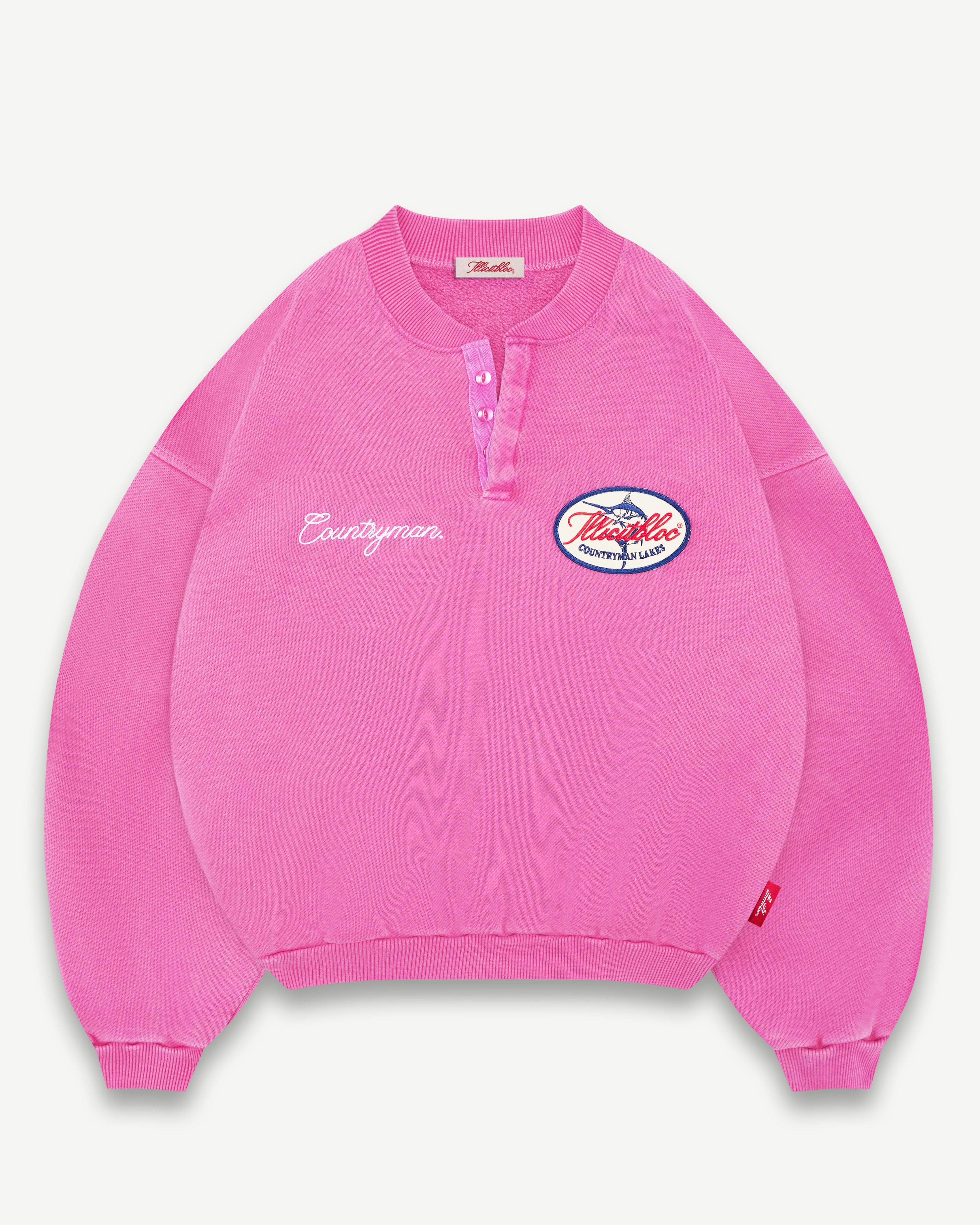 Lakes Crest Henley Crewneck - Pink