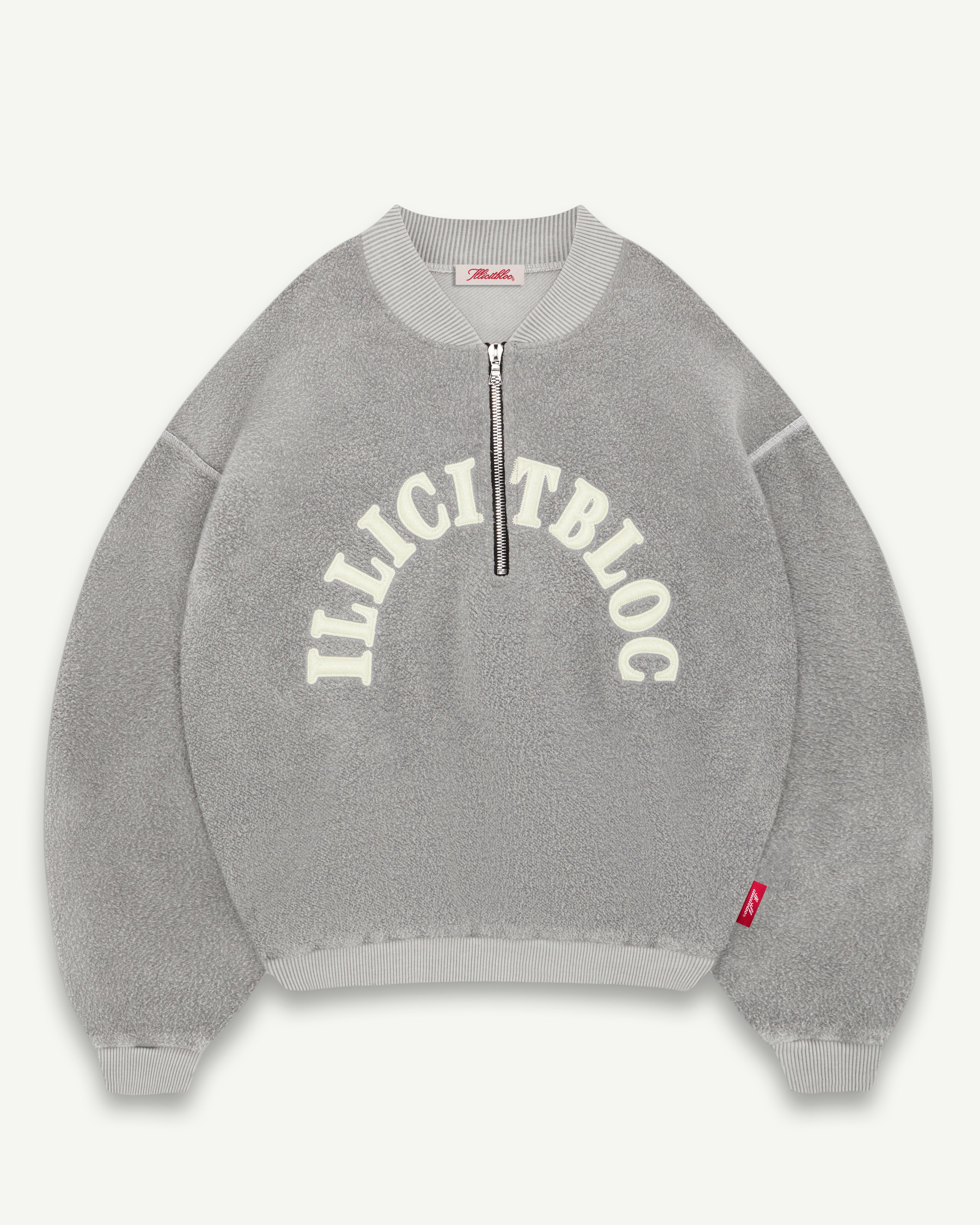 Reverse Spellout 1/4 Zip - Powder Grey