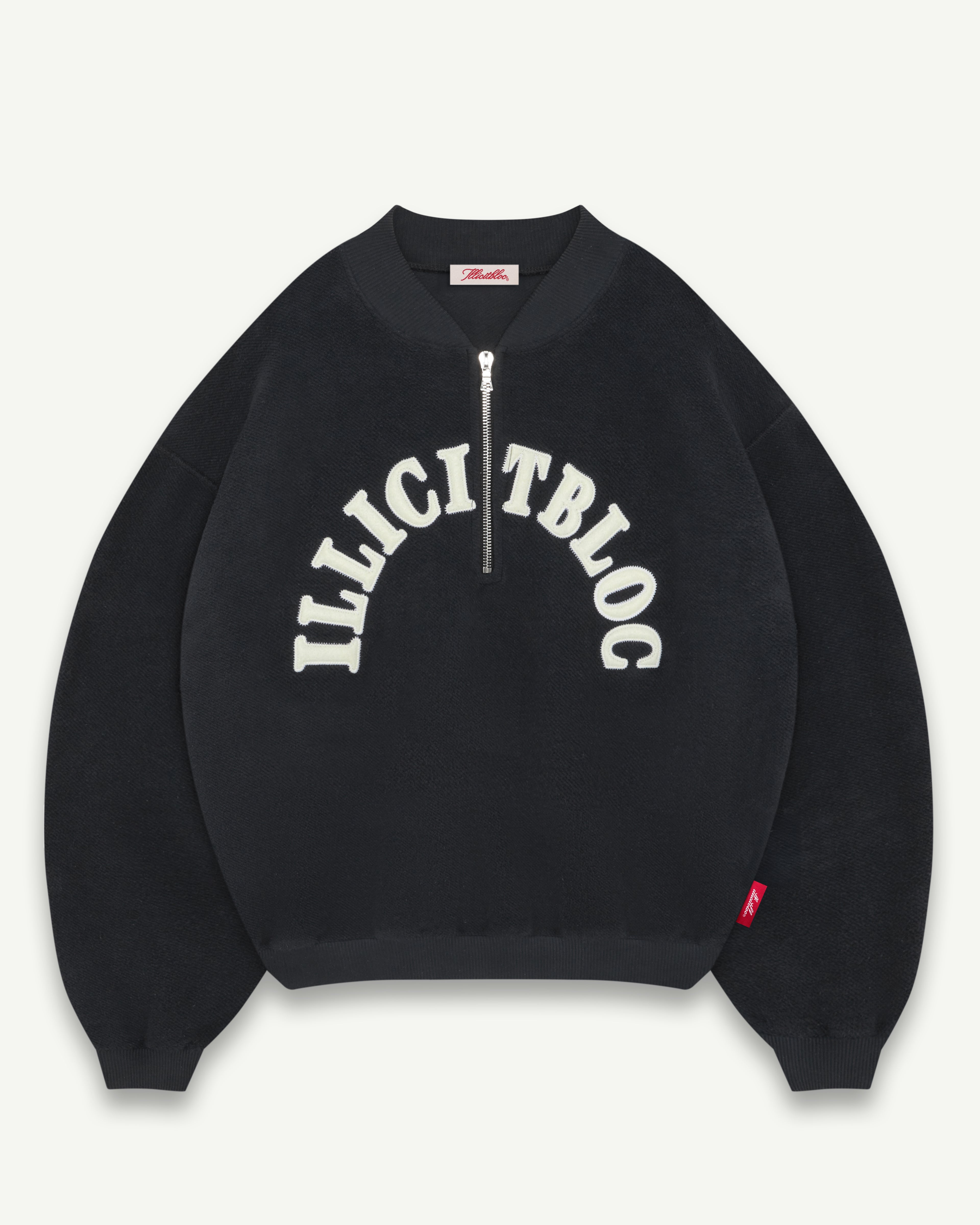 Reverse Spellout 1/4 Zip - Vintage Black