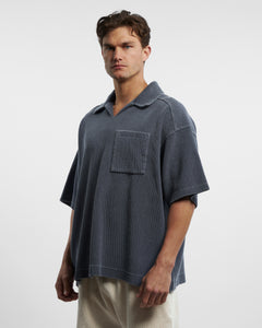 SHORT SLEEVE DRILL TOP - WASHED NAVY