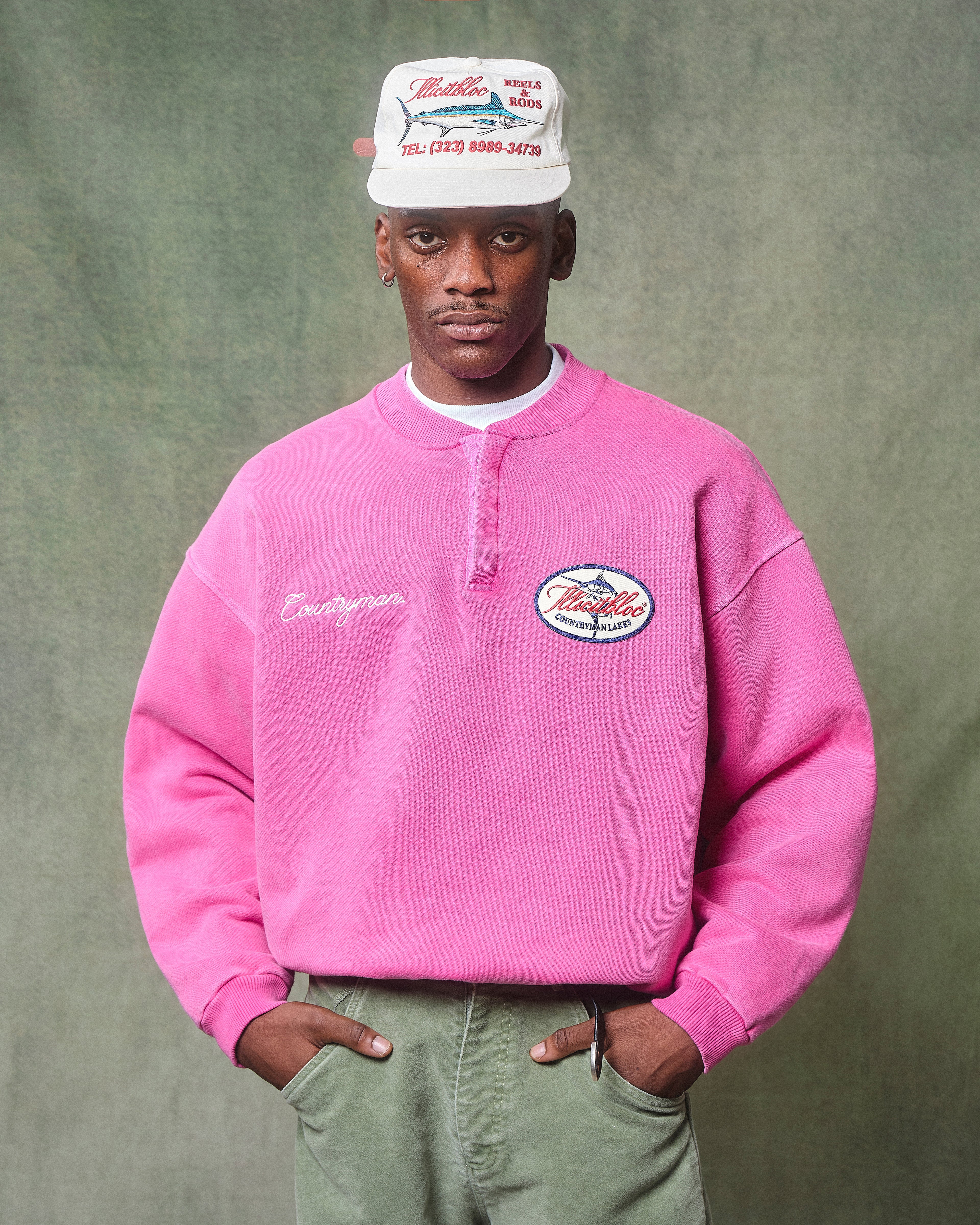 Lakes Crest Henley Crewneck - Pink