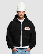 Load image into Gallery viewer, PATCHWORK ZIP HOODIE - BLACK
