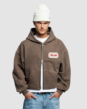 Load image into Gallery viewer, PATCHWORK ZIP HOODIE - WASHED BROWN
