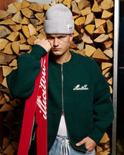 Load image into Gallery viewer, CHAINSTITCH KNIT BOMBER - TARTAN GREEN
