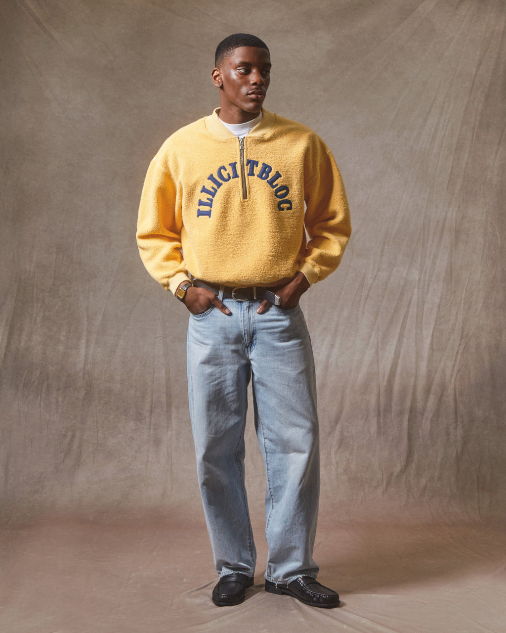 Reverse Spellout 1/4 Zip - Mimosa