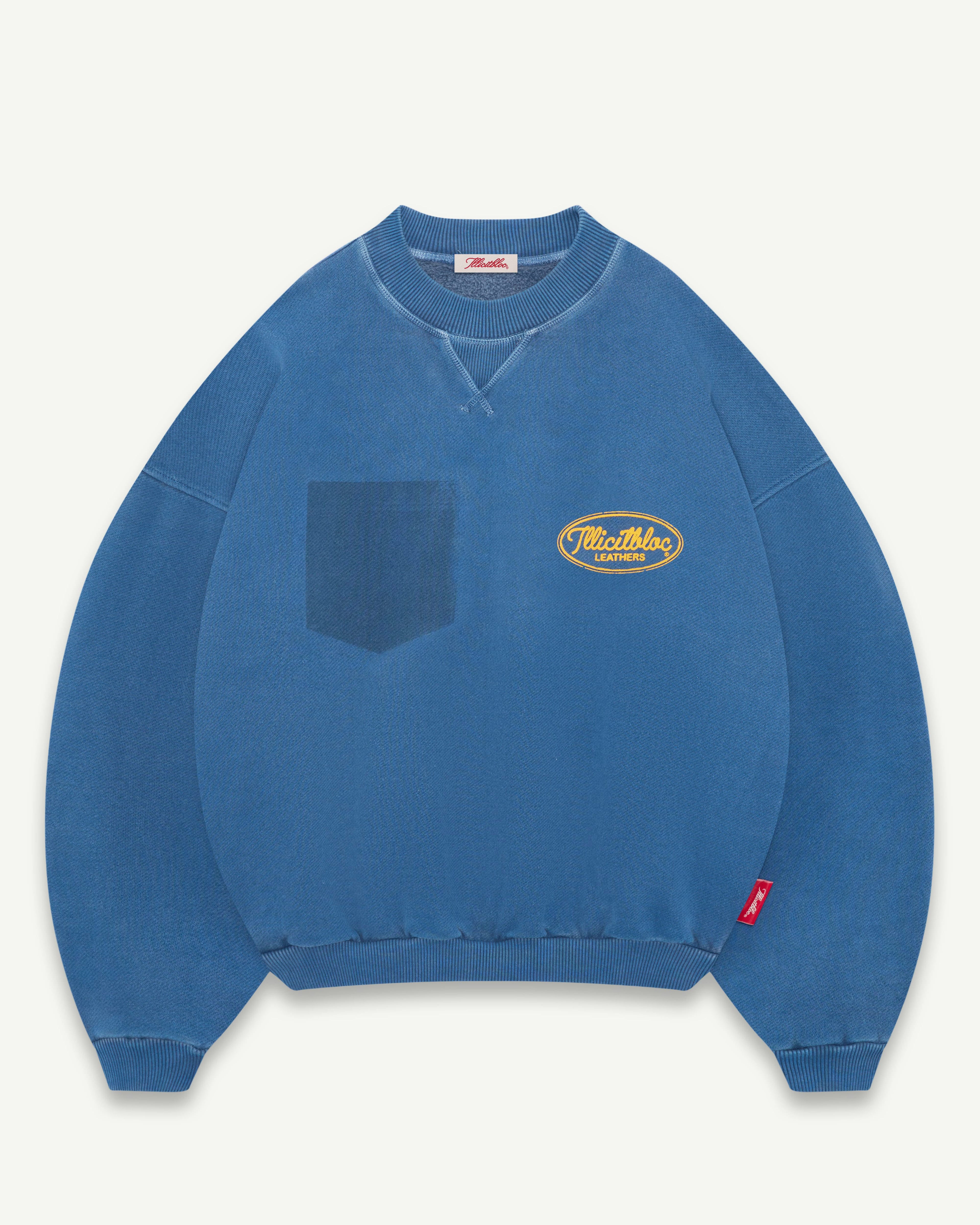 LEATHERS IRONWEAVE™ FADED POCKET SWEATSHIRT - CHORE BLUE