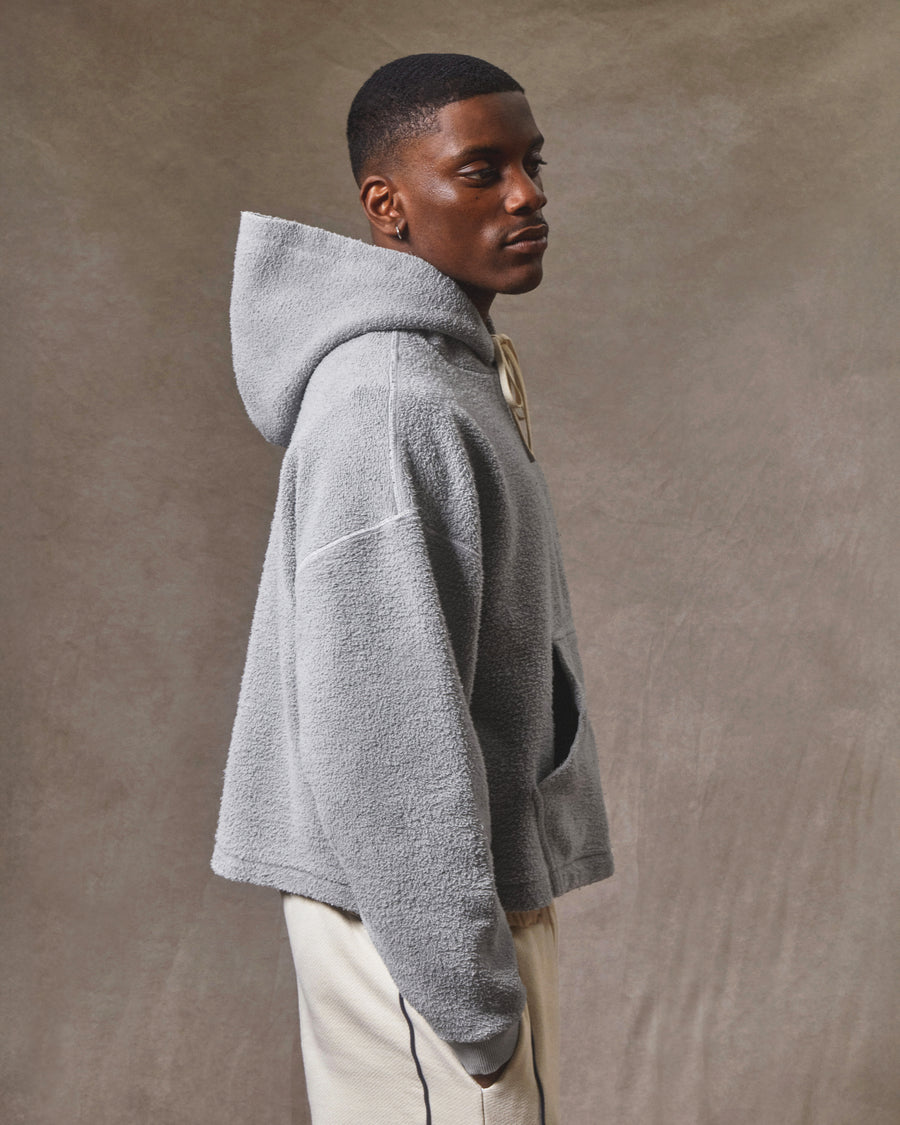 REVERSE BOX HOODIE - POWDER GREY