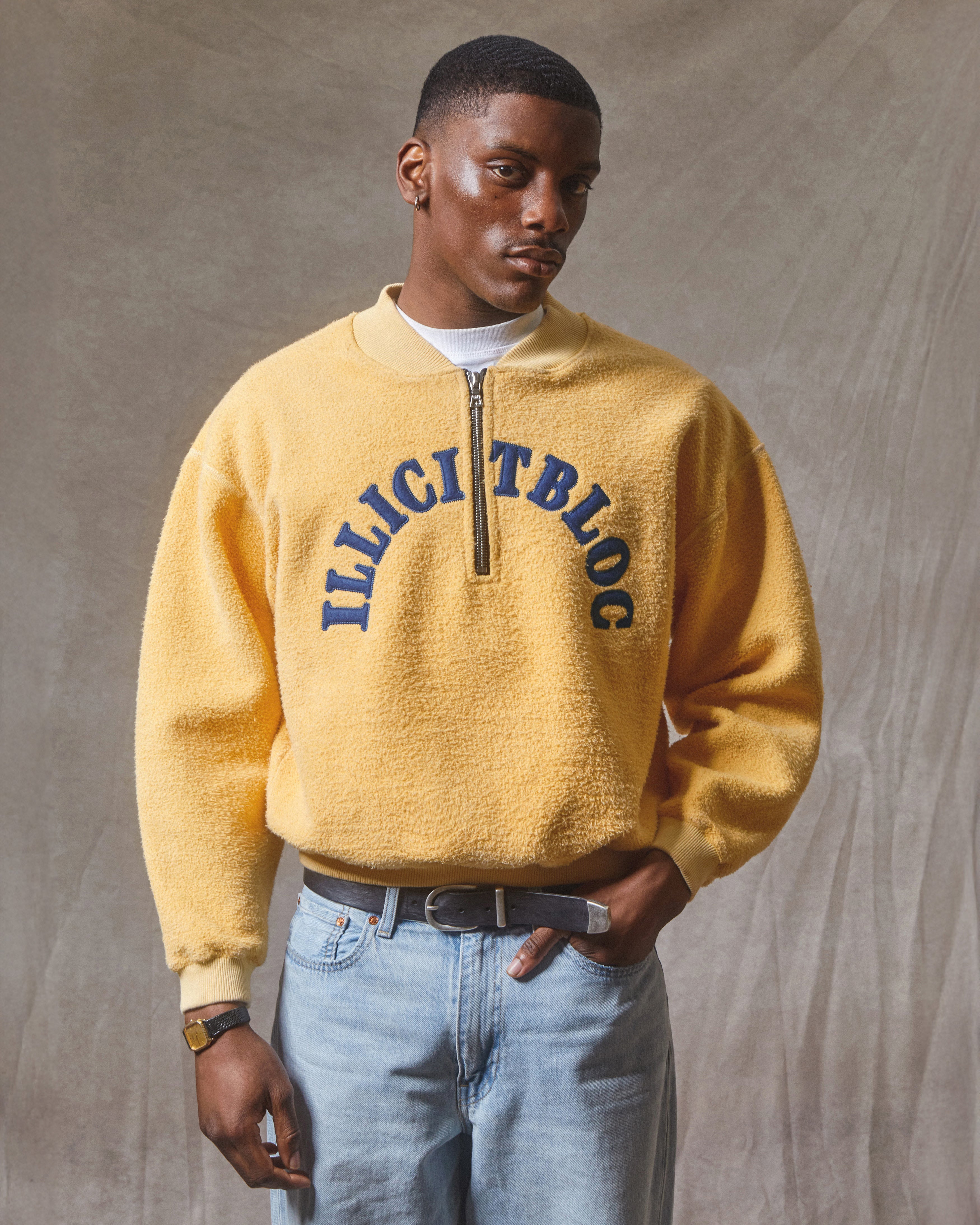 SPELLOUT TEDDYKNIT™ 1/4 ZIP - MIMOSA – Illicitbloc