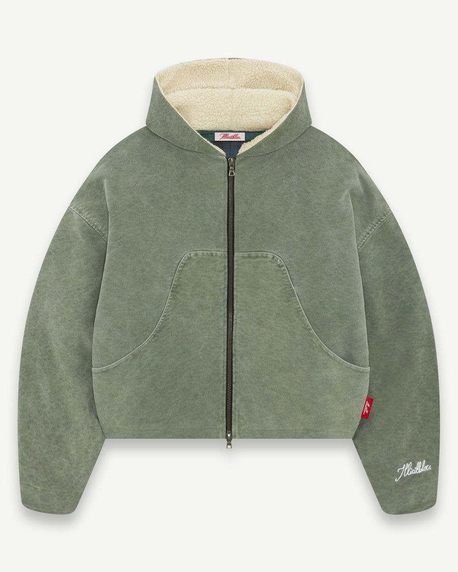 MOLESKIN ANGLER HOODED JACKET - MOSS GRAY