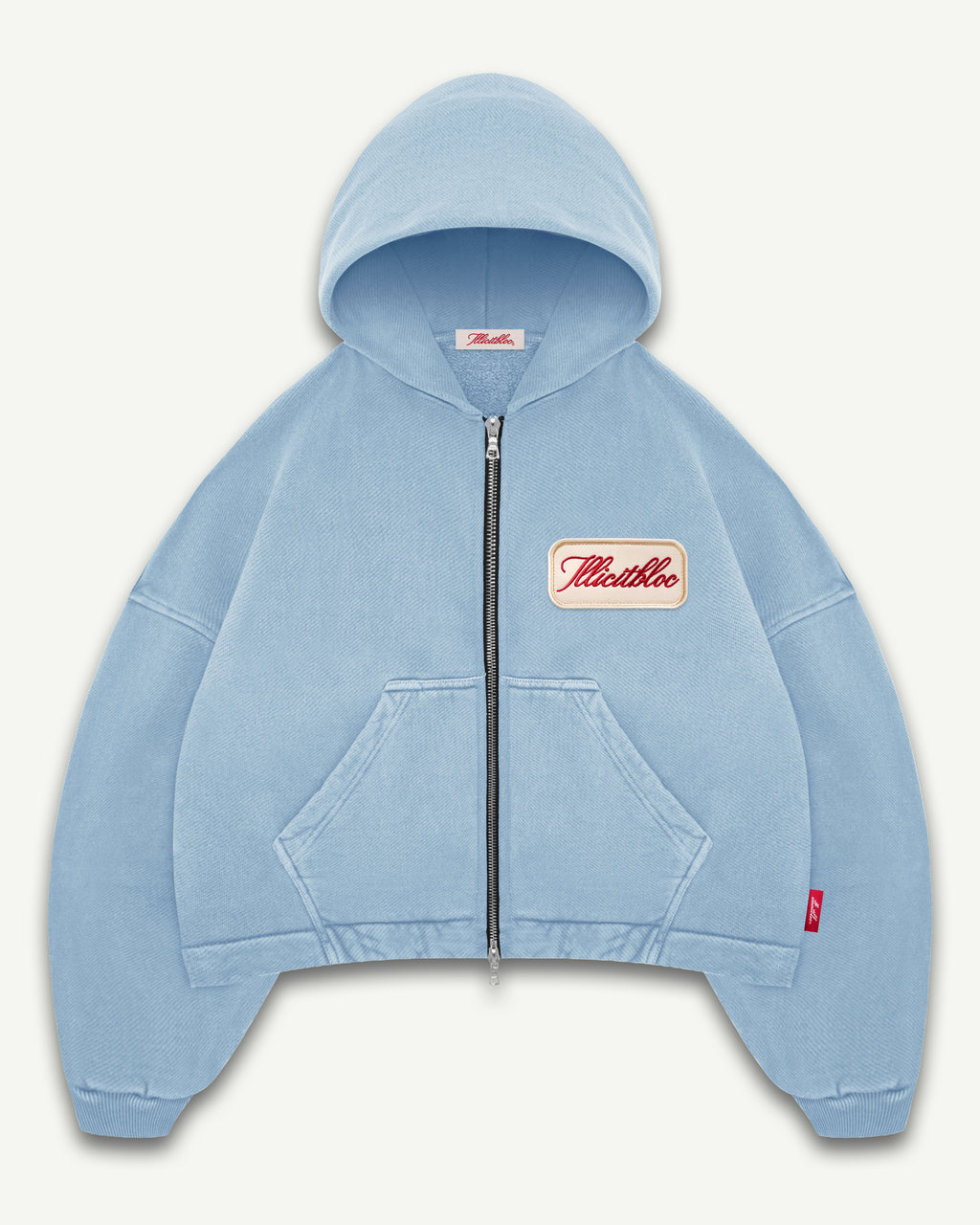 PATCHWORK ZIP HOODIE - POWDER BLUE