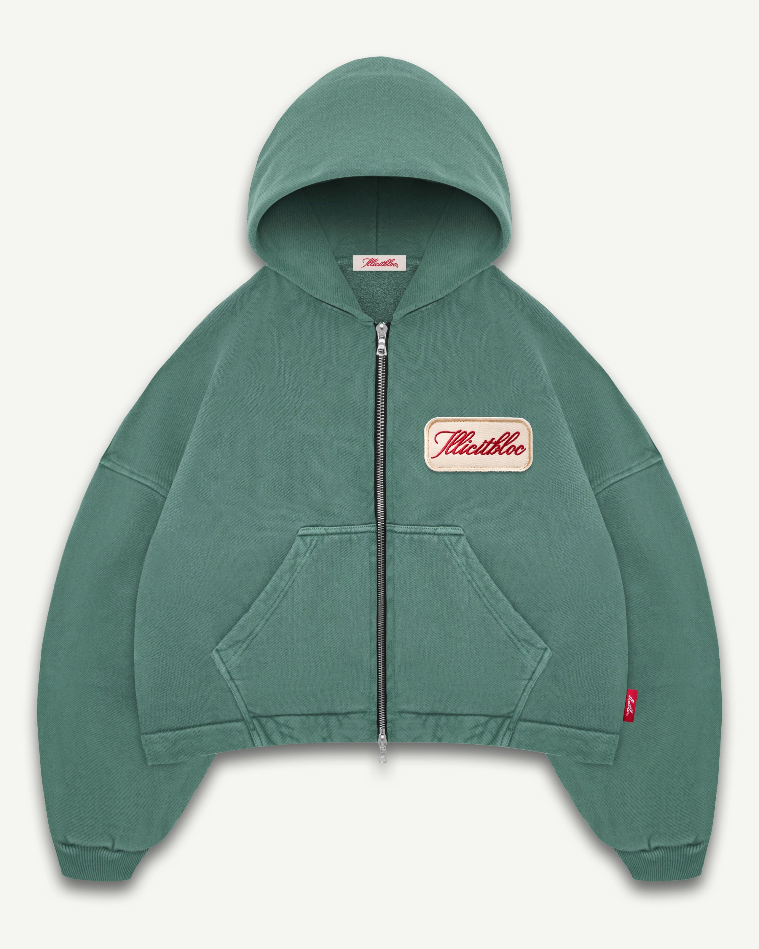 PATCHWORK TITANWEAVE™ ZIP HOODIE - WASHED GREEN