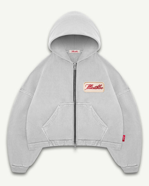 PATCHWORK TITANWEAVE™ ZIP HOODIE - POWDER GREY – Illicitbloc