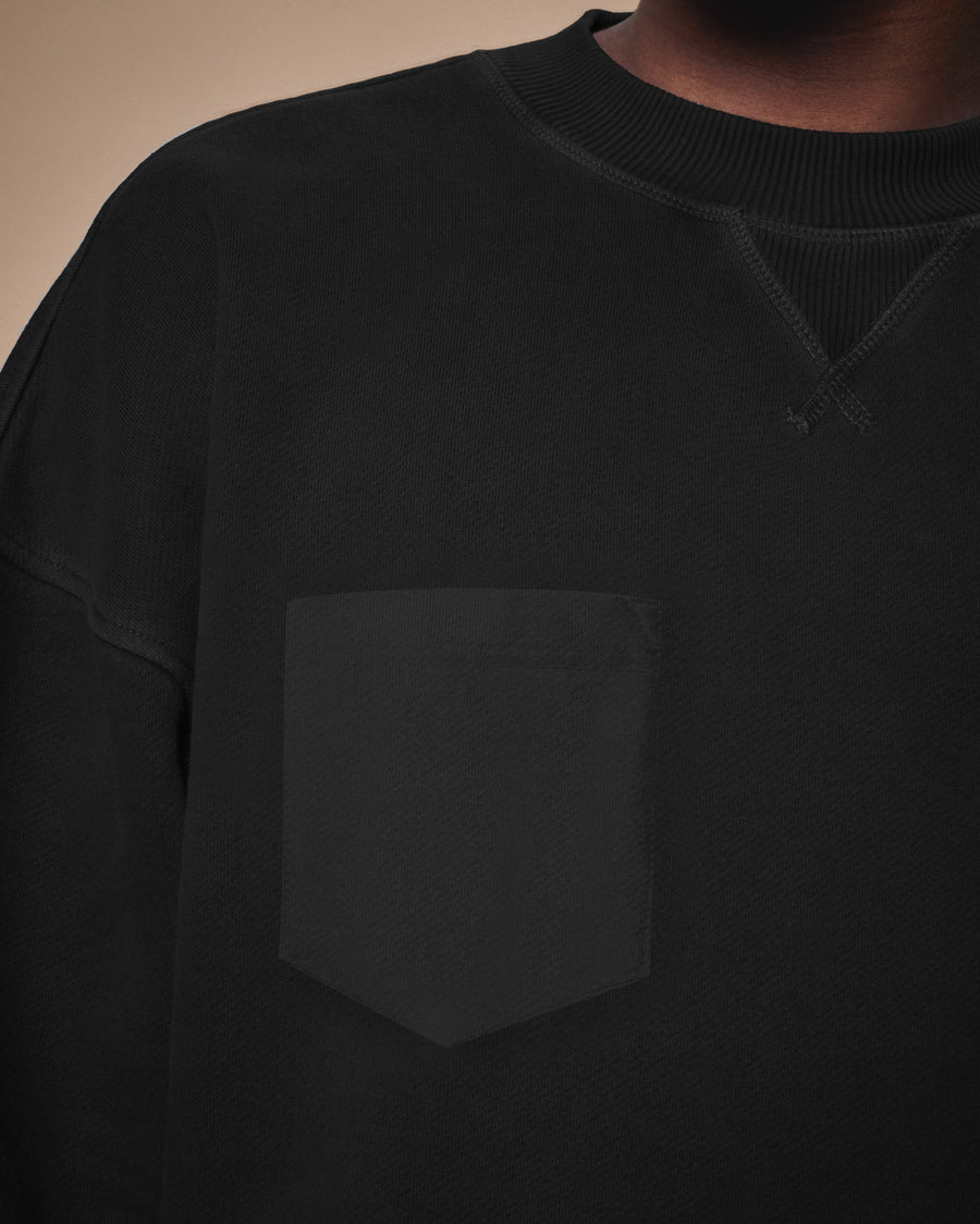 LEATHERS IRONWEAVE™ FADED POCKET SWEATSHIRT - BLACK
