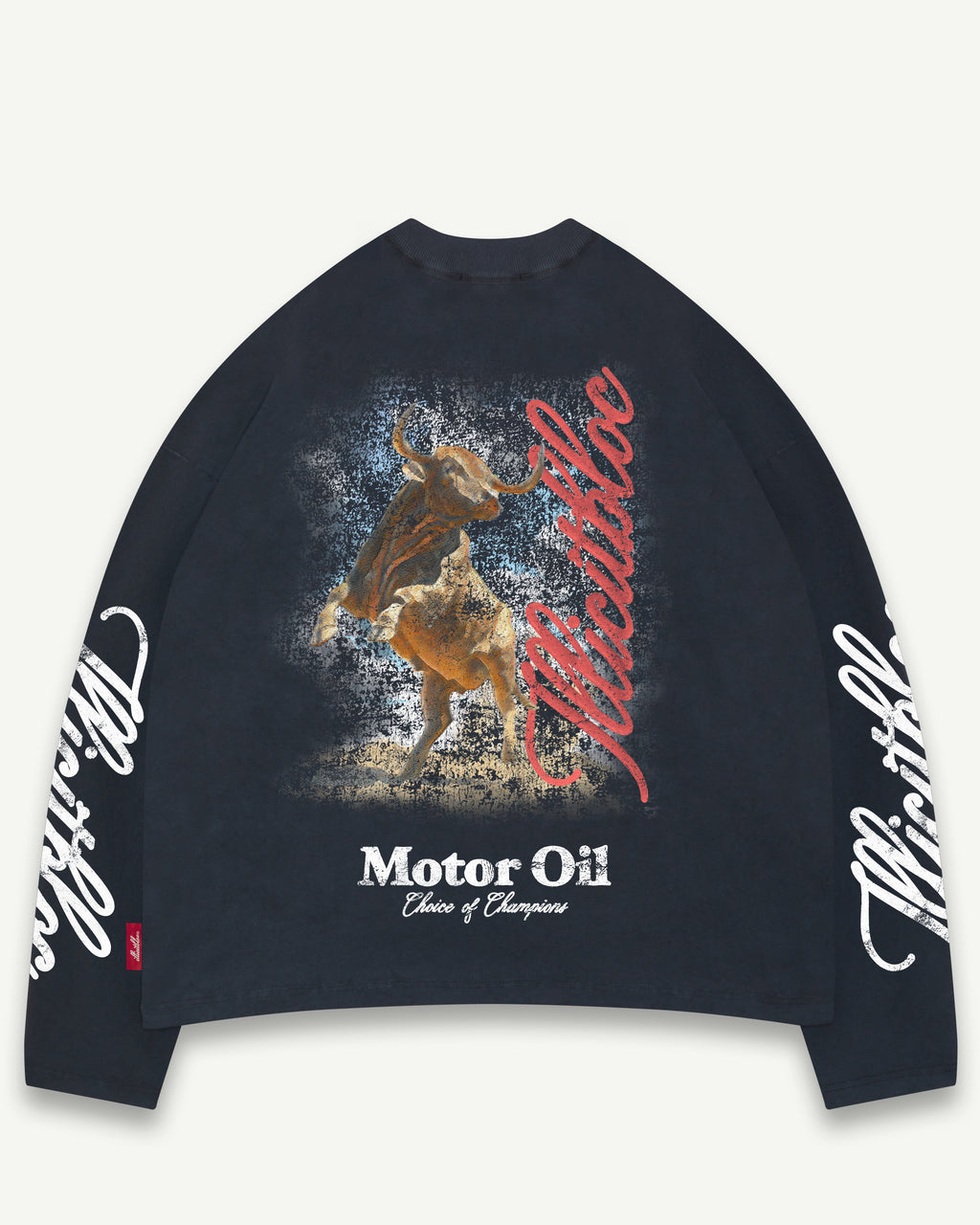 Bull Mascot Long Sleeve T-shirt - Vintage Black