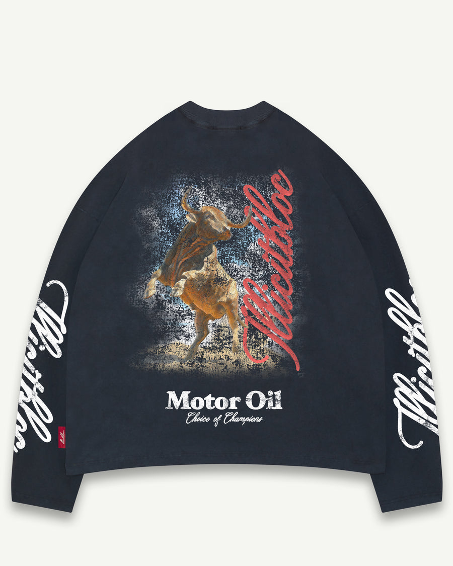 BULL MASCOT LONG SLEEVE T-SHIRT - VINTAGE BLACK