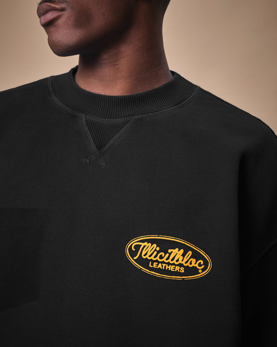 LEATHERS IRONWEAVE™ FADED POCKET SWEATSHIRT - BLACK