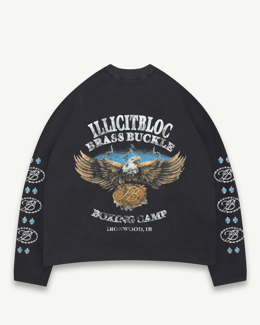 BRASS BUCKLE CLOUDWEAVE™ POCKET LONG SLEEVE T-SHIRT - VINTAGE BLACK