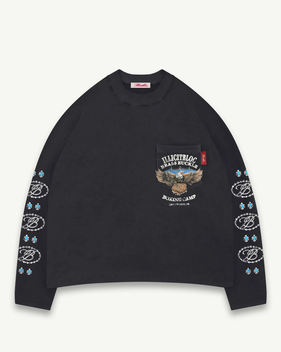 BRASS BUCKLE CLOUDWEAVE™ POCKET LONG SLEEVE T-SHIRT - VINTAGE BLACK