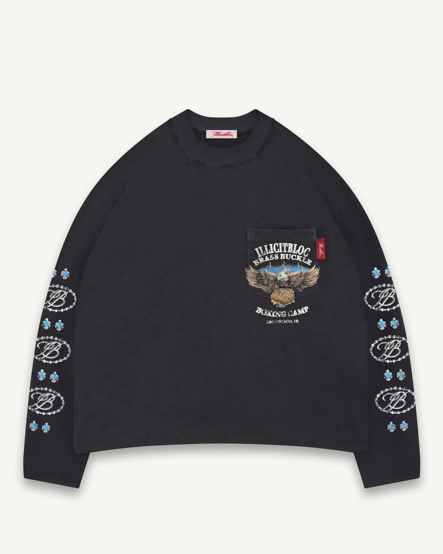 BRASS BUCKLE CLOUDWEAVE™ POCKET LONG SLEEVE T-SHIRT - VINTAGE BLACK