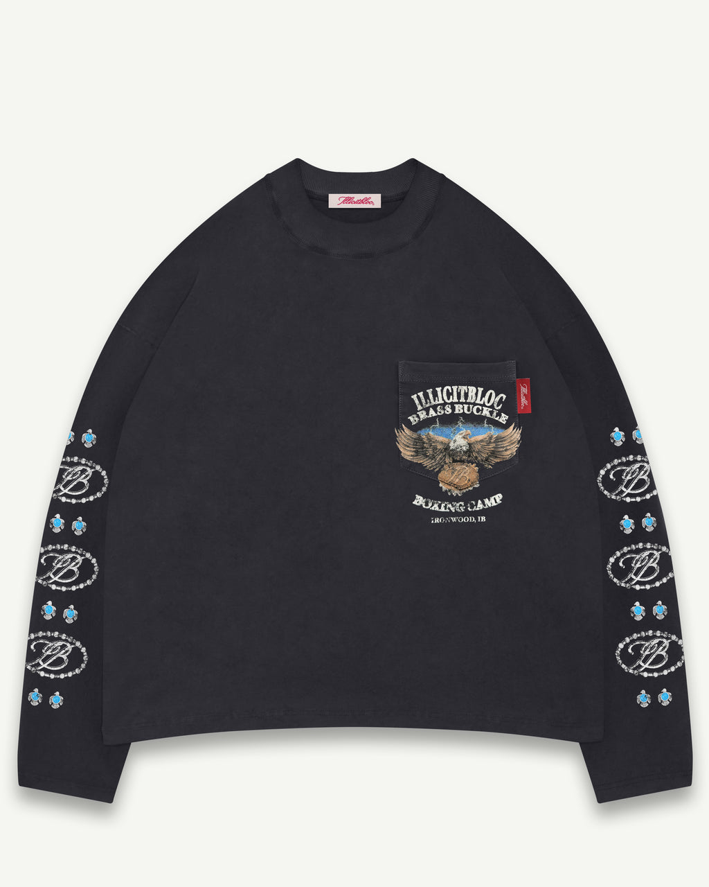 BRASS BUCKLE CLOUDWEAVE™ POCKET LONG SLEEVE T-SHIRT - VINTAGE BLACK