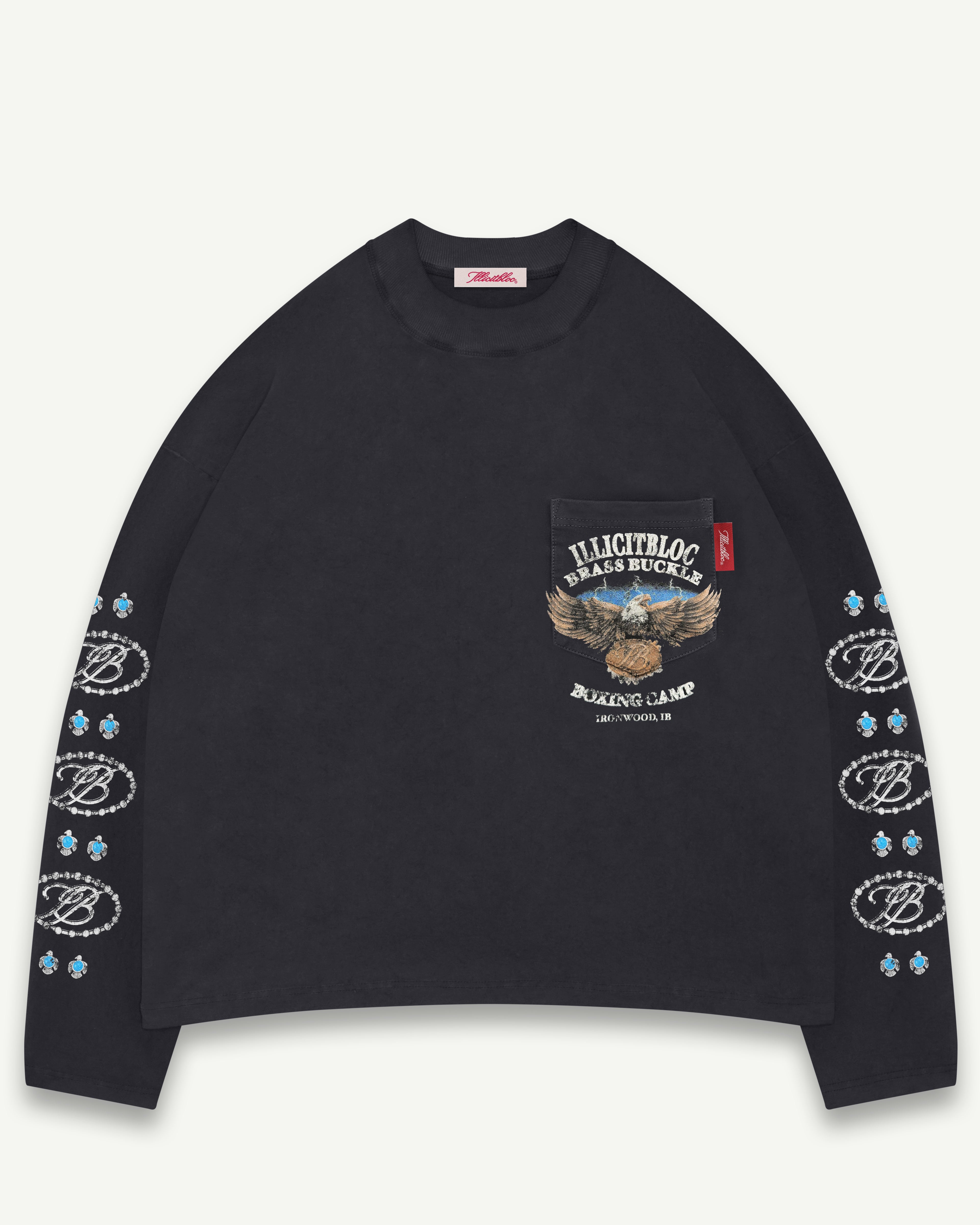 BRASS BUCKLE CLOUDWEAVE™ POCKET LONG SLEEVE T-SHIRT - VINTAGE BLACK