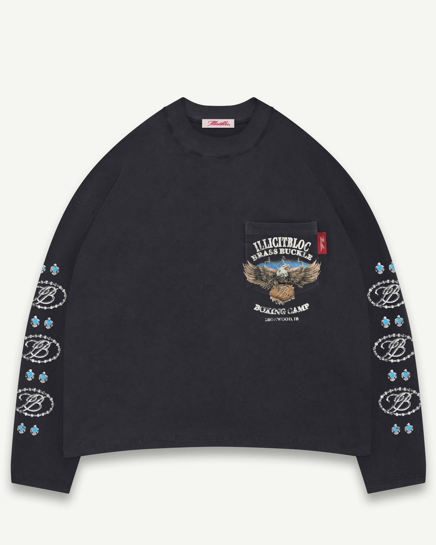 BRASS BUCKLE CLOUDWEAVE™ POCKET LONG SLEEVE T-SHIRT - VINTAGE BLACK