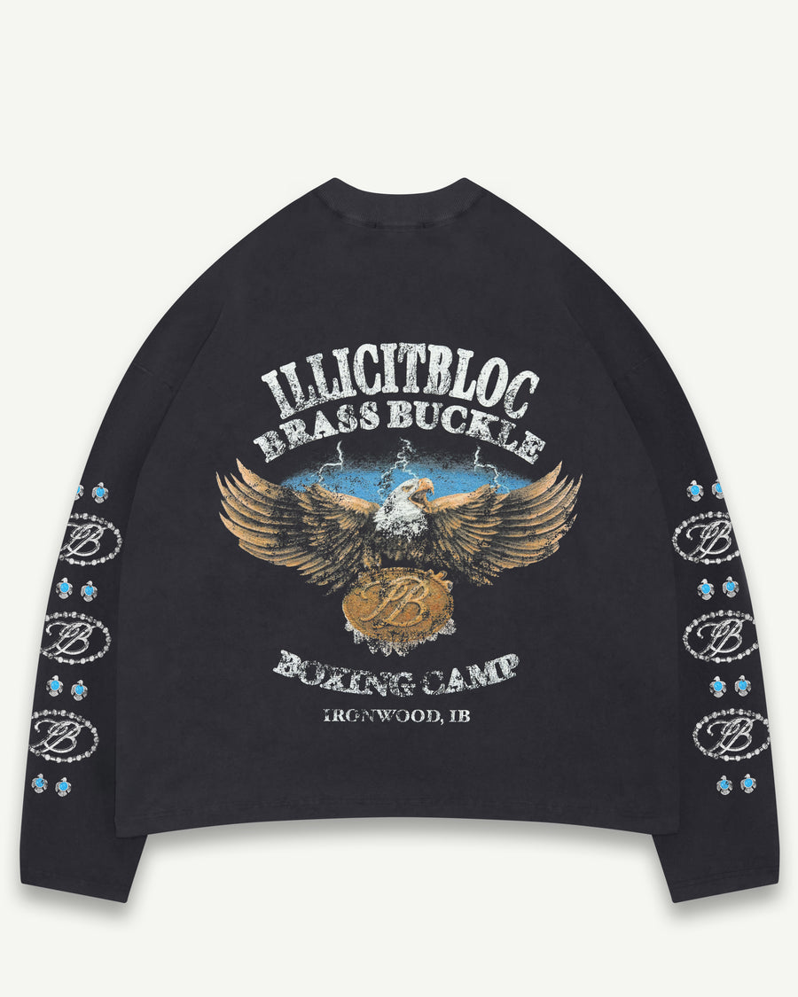 BRASS BUCKLE CLOUDWEAVE™ POCKET LONG SLEEVE T-SHIRT - VINTAGE BLACK