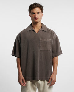 SHORT SLEEVE DRILL TOP - WASHED BROWN