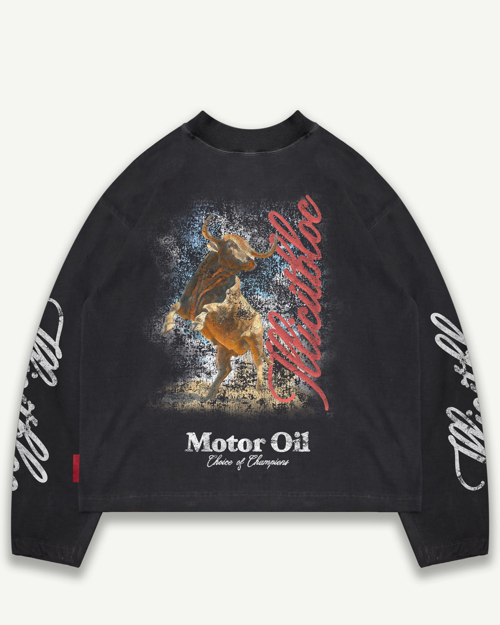 Bull Mascot Long Sleeve T-shirt - Vintage Black