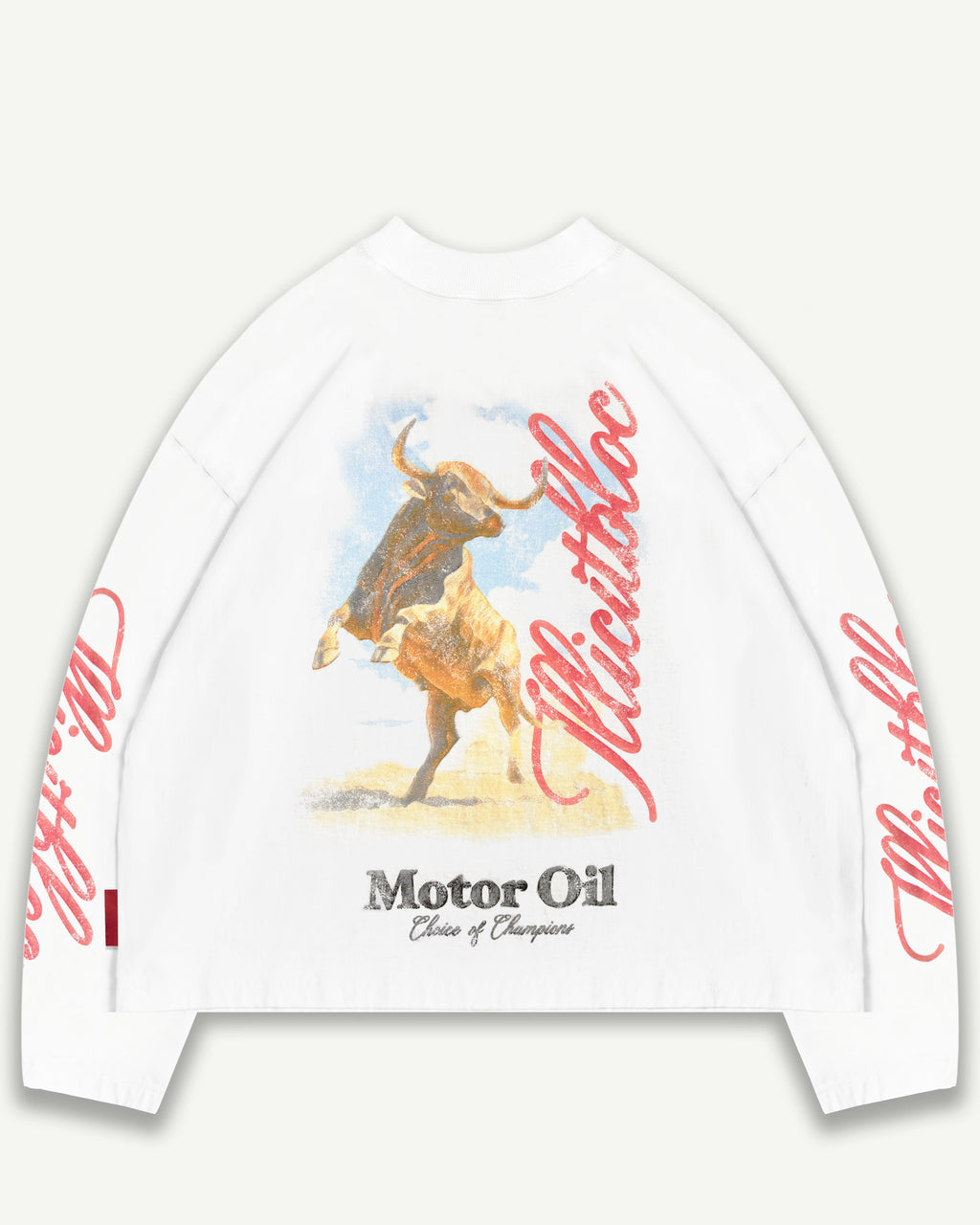Bull Mascot Long Sleeve T-shirt - White
