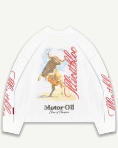 BULL MASCOT LONG SLEEVE T-SHIRT - WHITE