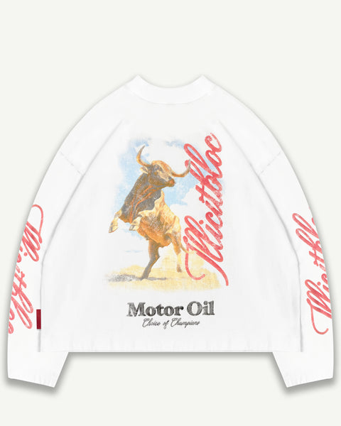 BULL MASCOT LONG SLEEVE T-SHIRT - WHITE