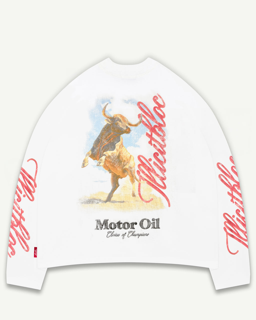 BULL MASCOT LONG SLEEVE T-SHIRT - WHITE