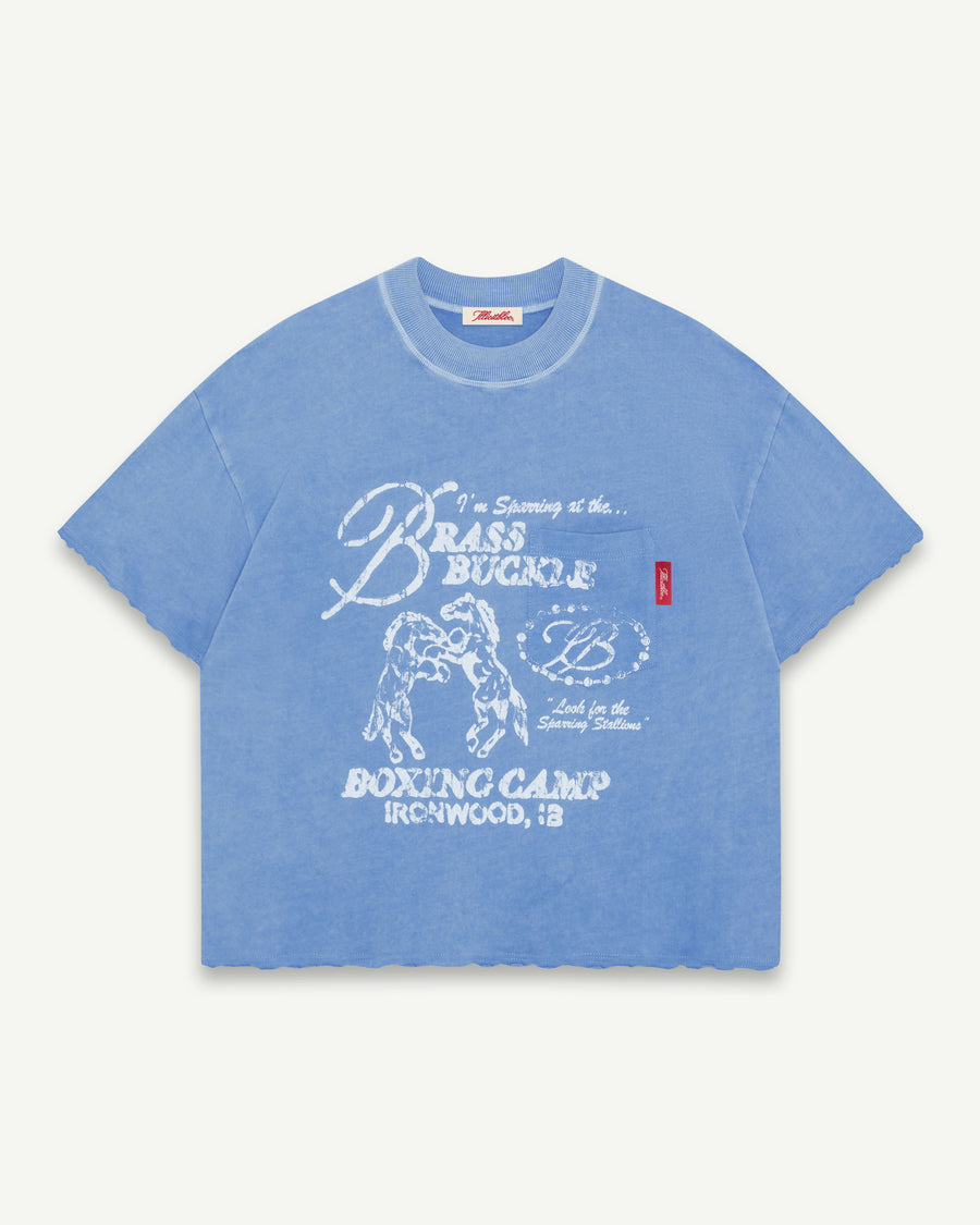CAMP FEATHERKNIT™ RAW HEM T-SHIRT - POWDER BLUE
