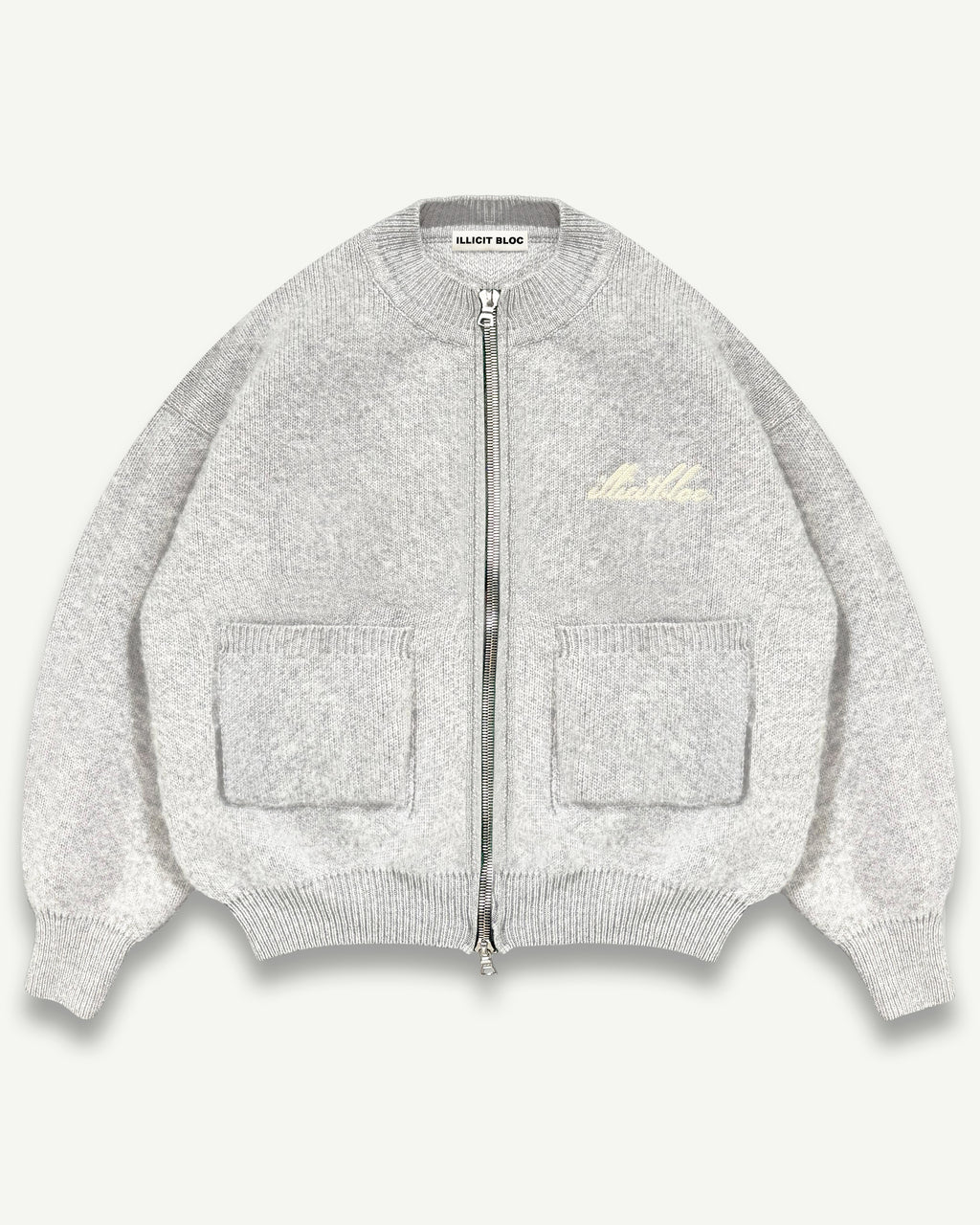 Chainstitch Knit Bomber - Grey