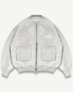 CHAINSTITCH KNIT BOMBER - GREY