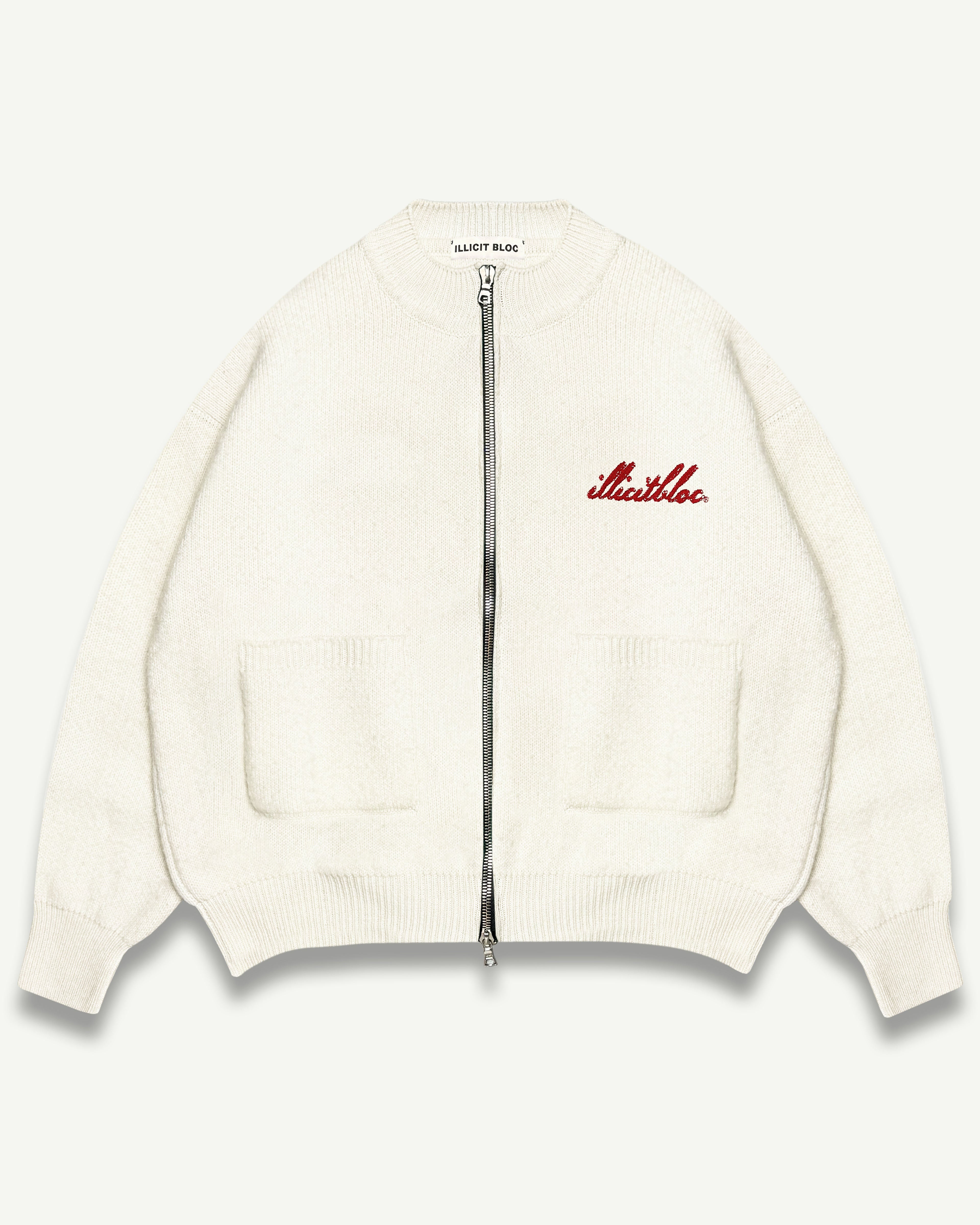 Chainstitch Knit Bomber - Oyster