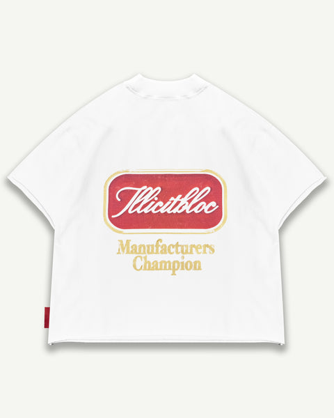 CHAMPION STAMP RAW HEM T-SHIRT - WHITE