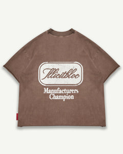 CHAMPION STAMP RAW HEM T-SHIRT - MOCHA